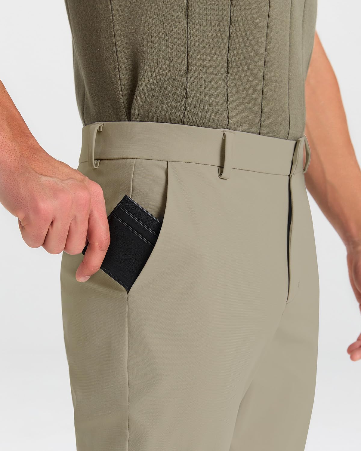 Mens Classic Fit Golf Pants Stretch Dress Pants 30''/32''/34'' Lightweight Casual Suit Pants with Pockets - Image 3