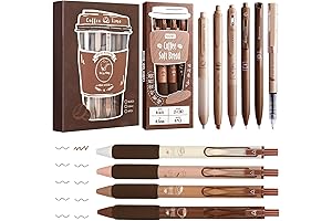 Whaline 10Pcs Cute Coffee-Color Press Pens