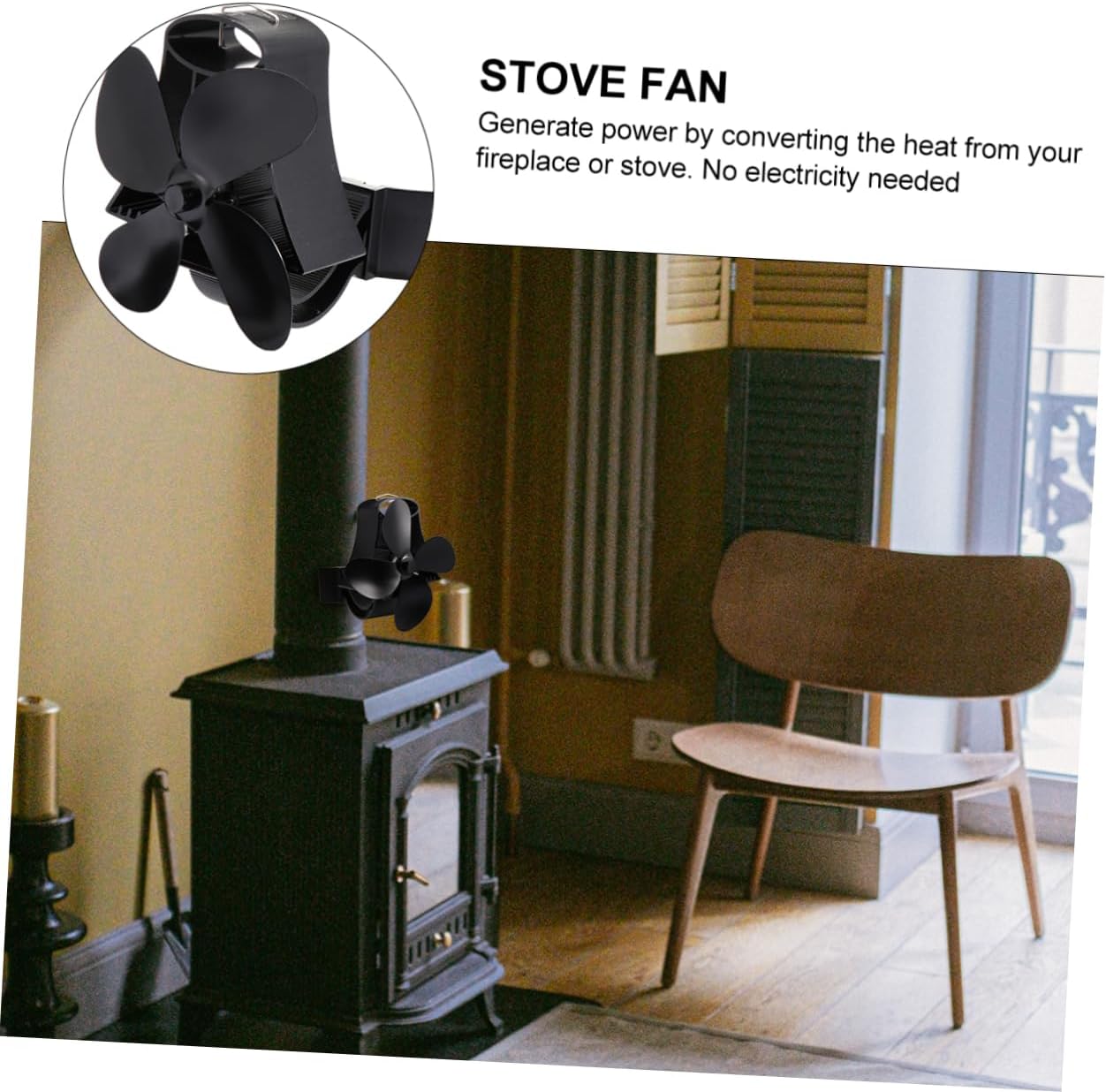 1pc Thermal Power Fan with Blades Heat Powered Fireplace Fan for Efficient Warmth Battery Cost-saving Design Heating for Home Use