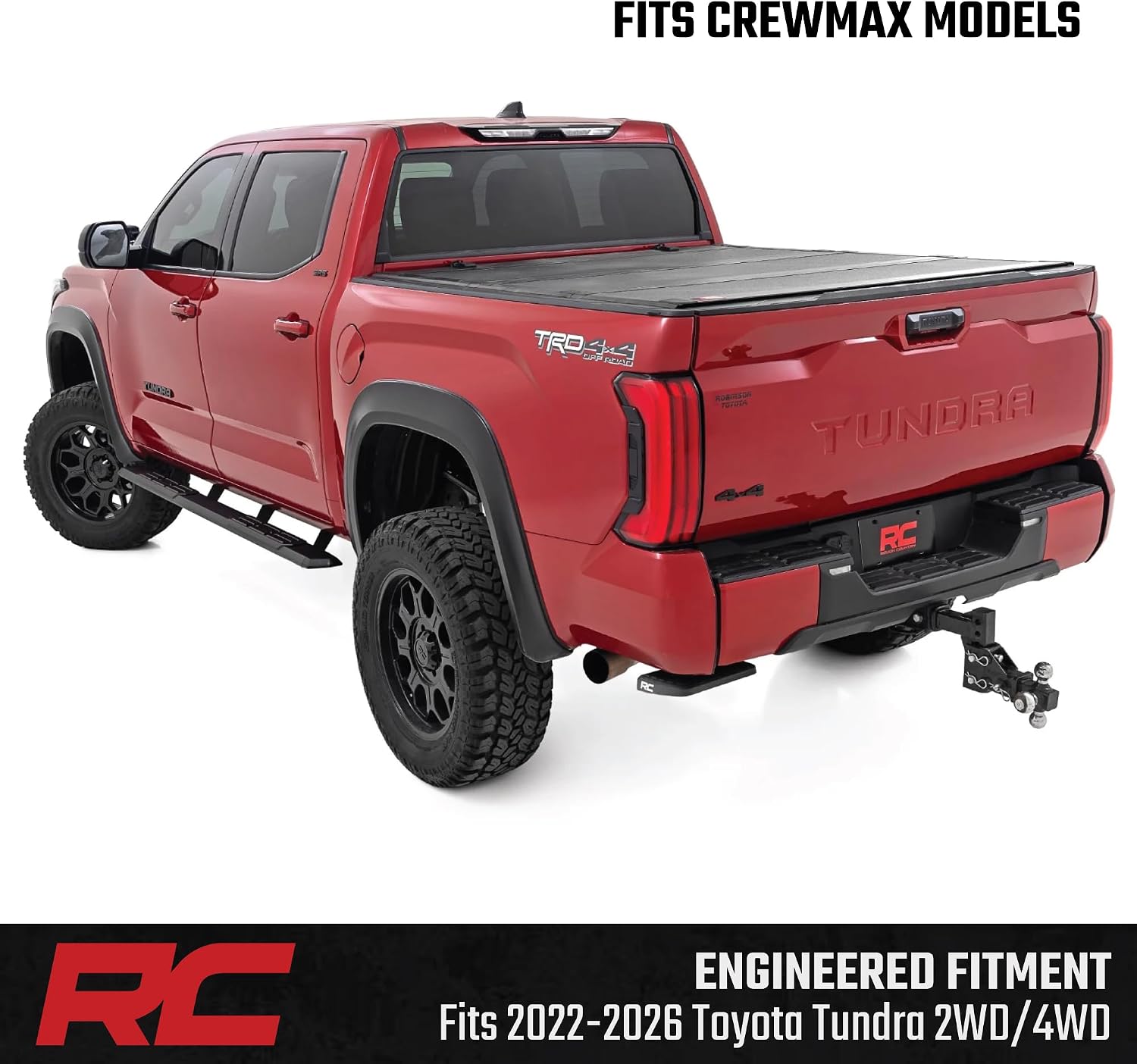 Rough Country TR2 Running Boards for Toyota Tundra CrewMax (2022-2026) – 5" Wide Cab-Length Aluminum Side Steps