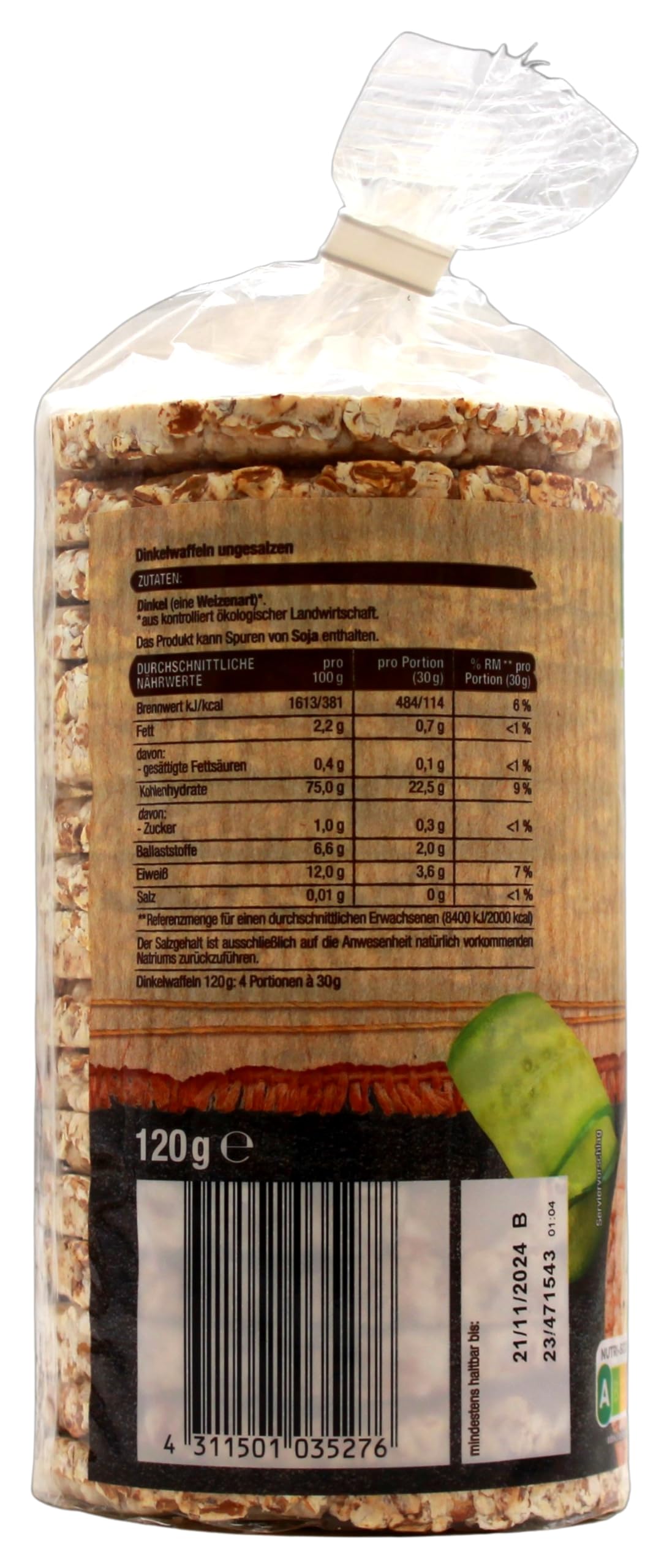 Bio Dinkel-Waffeln Natur, 12er Pack (12 x 120g)