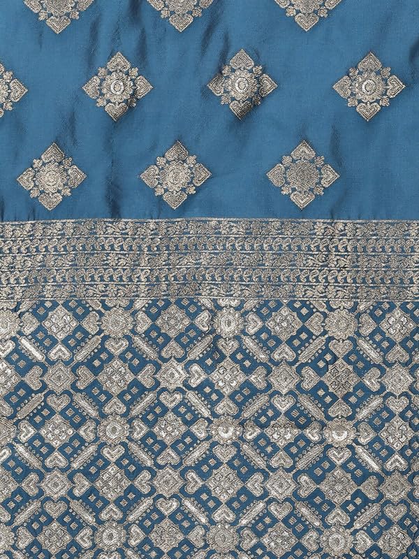 Image of Vaamsi Women's Poly Silk Ethnic Motifs Yoke Design Straight Kurta Set with Dupatta
