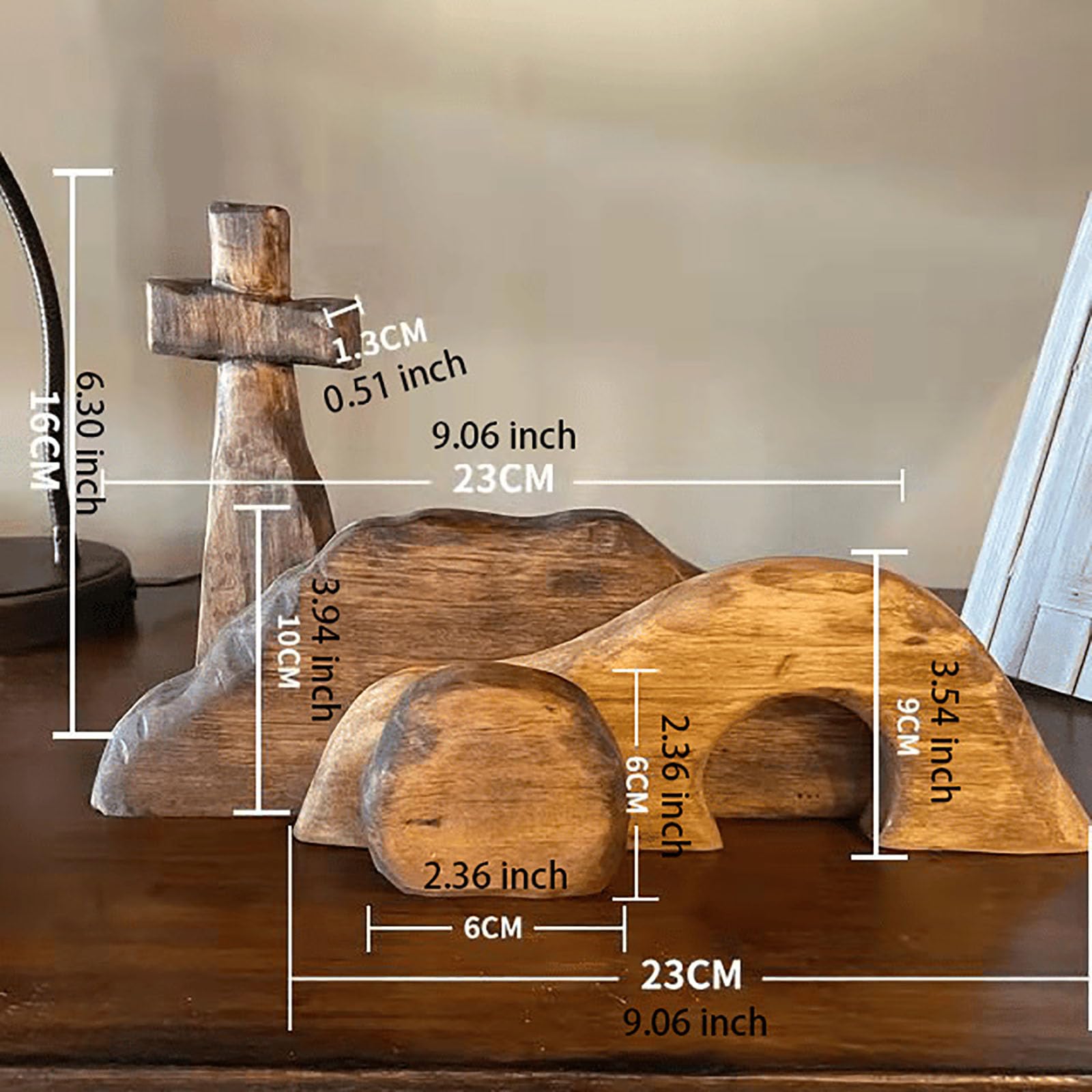 Set da tavolo con croce e tomba vuota, con croce e croce della risurrezione pasquale, decorazione cristiana religiosa pasquale per casa e ufficio