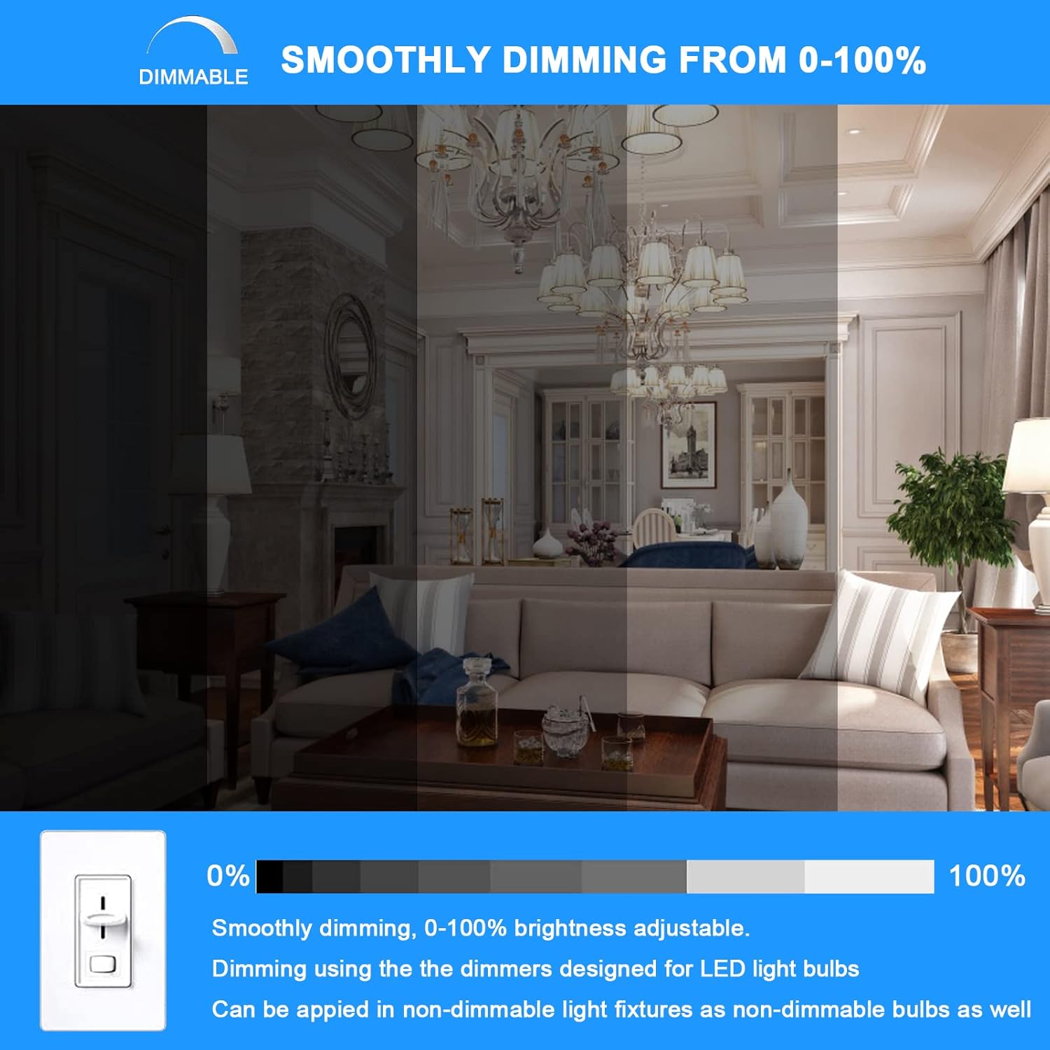 TAIYALOO E12 LED Bulb Dimmable C7 Bulb Equivalent to E12 Halogen Bulb 60W, Natural White 4000K, T6 Small Base, 120V 7W 630LM E12 LED Candelabra Bulbs for Ceiling Fan, Chandelier Light, 6 Pack