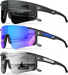 Polarized Sports Sunglasses for Men Women, UV400 Protection Mens Sunglasses Wrap Around Sun Glasses for Cycling Running