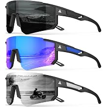 Polarized Sports Sunglasses for Men Women, UV400 Protection Mens Sunglasses Wrap Around Sun Glasses for Cycling Running