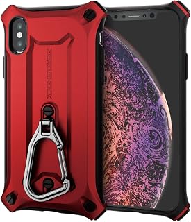 エレコム iPhone XS ケース iPhone X 対応 衝撃吸収 ZEROSHOCK カラビナ付き MIL規格準拠 レッド PM-A18BZEROKRD