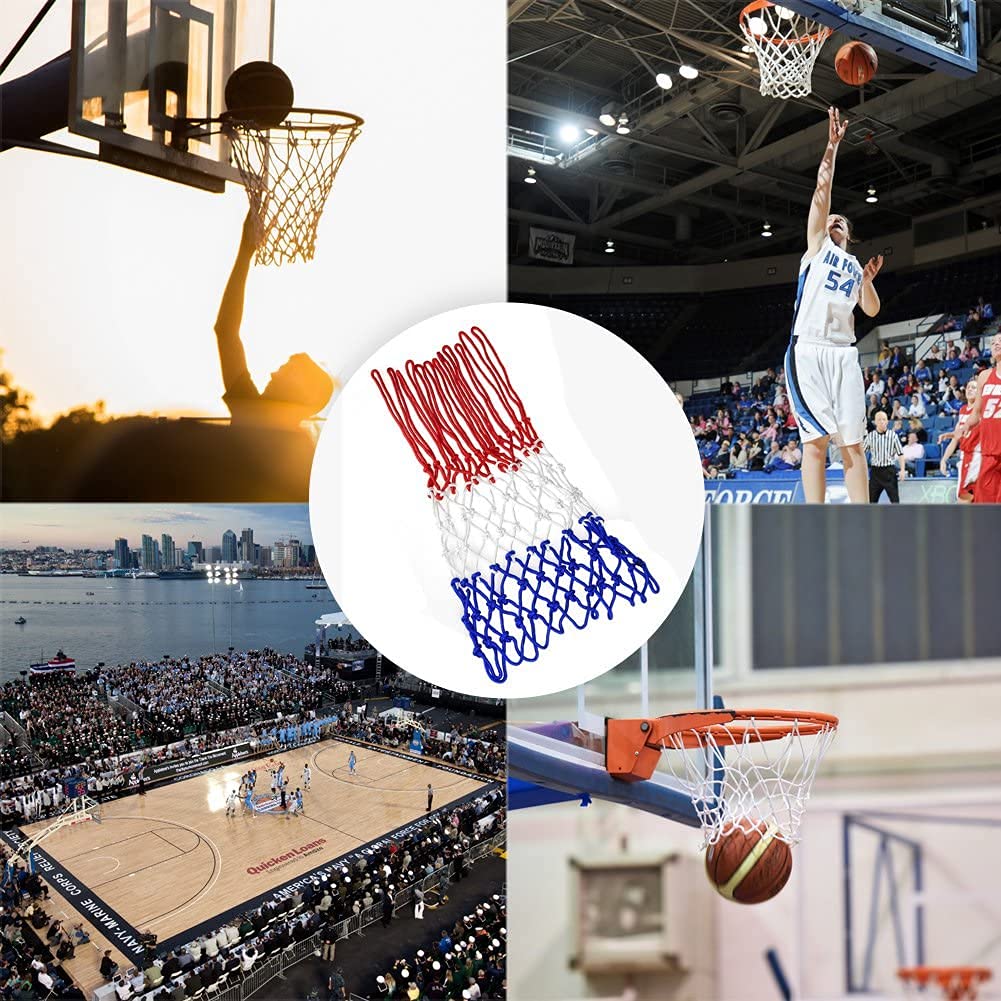 Set di 2 reti da basket professionali in nylon di ricambio per pallacanestro e qualsiasi condizione atmosferica, per canestro da basket, 12 fori, basket, allenamento