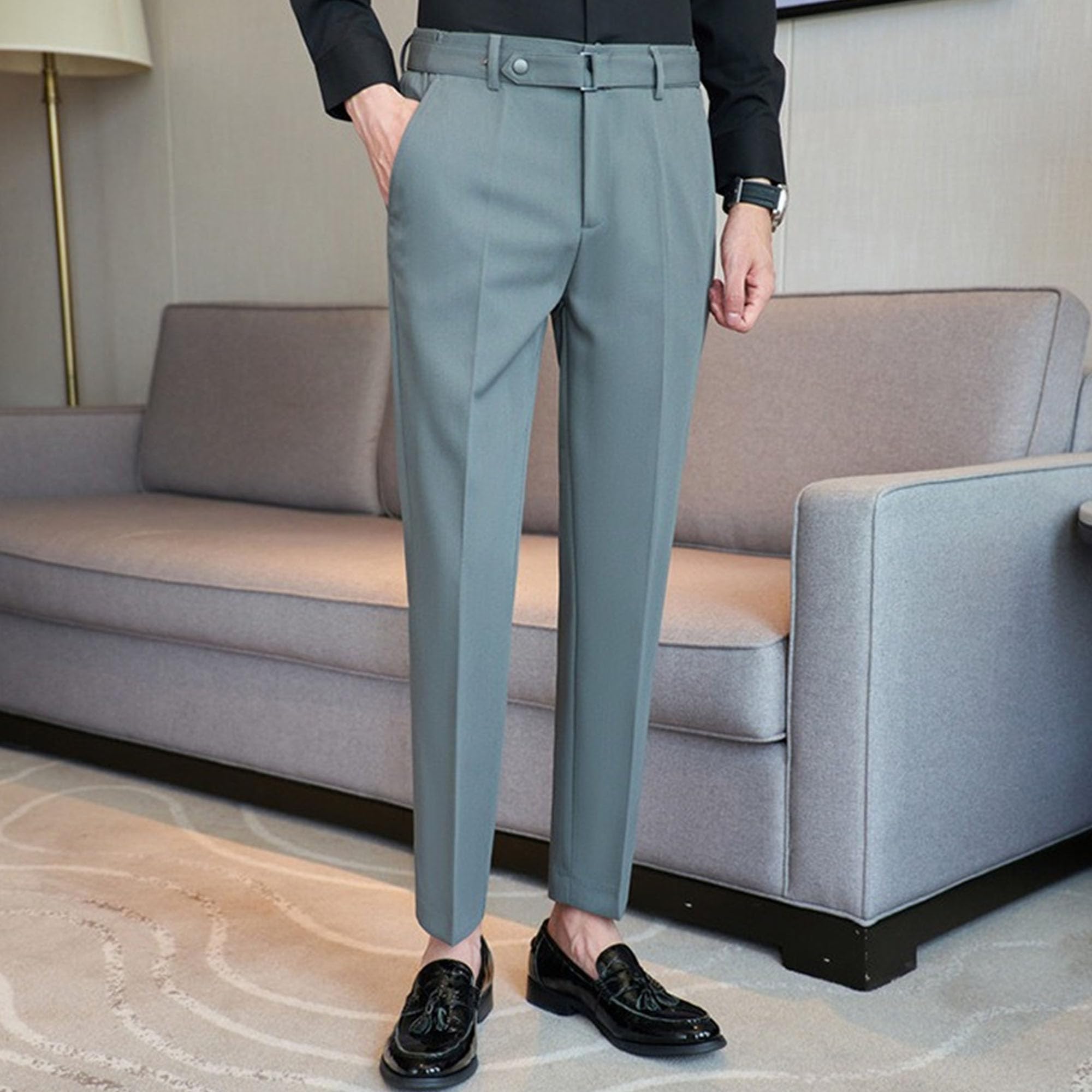Pantaloni classici da uomo Gurkha Napoli piatti sul davanti affusolati pantaloni estivi plissettati sul davanti