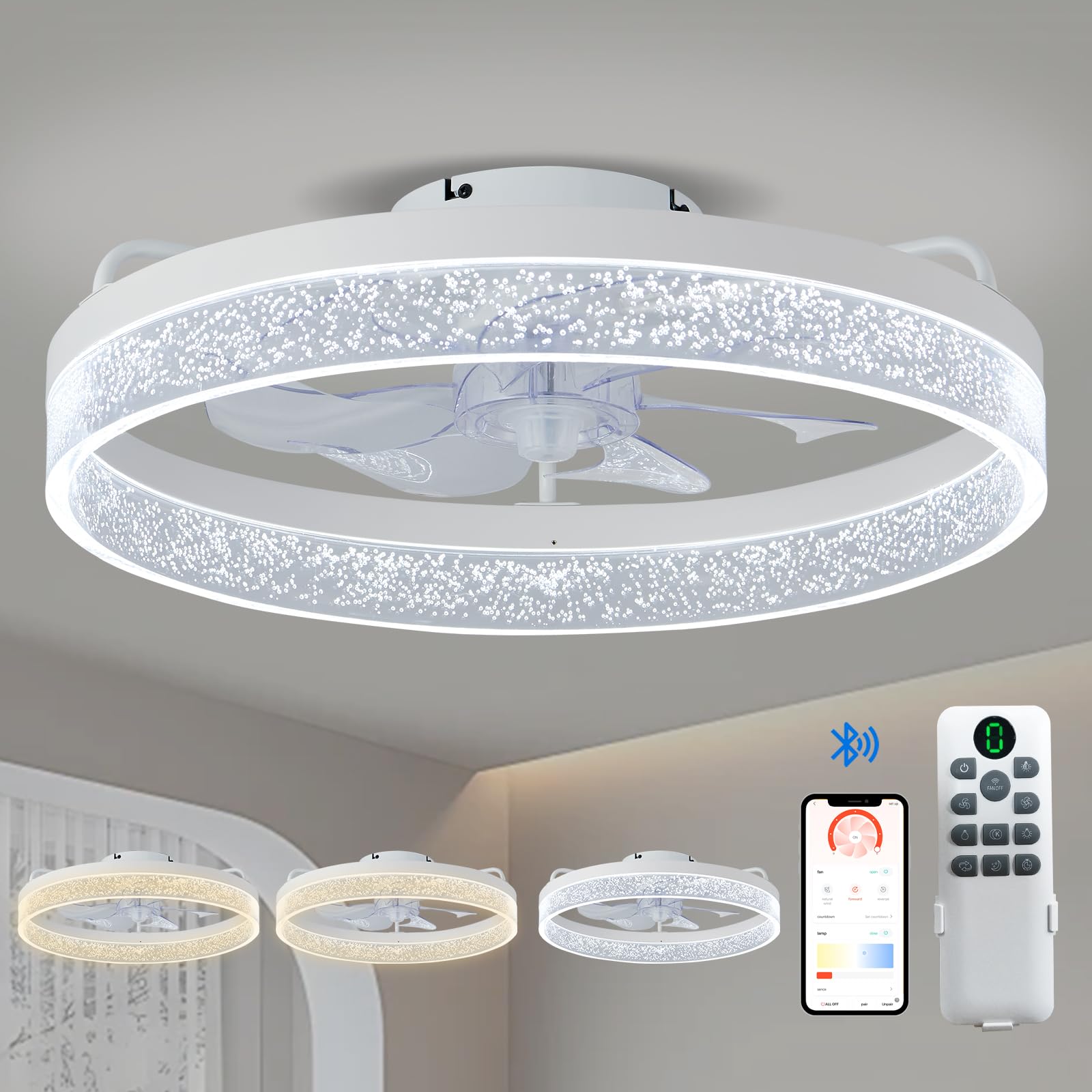 LANMEL Modern Ceiling Fans with Lights and Remote,20