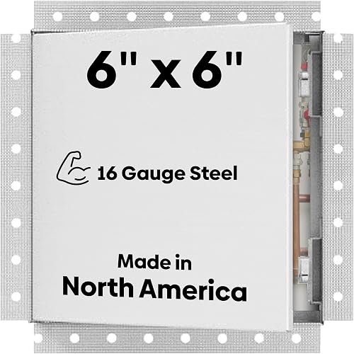 Best 6" x 6" Concealed Touch Latch Aesthetic Access Door with Mud in Flange, 16-Gauge Cold Rolled Steel Frame, LEED Compliant Drywall Panel with Hidden Pin & Spring Hinge, White, BA-TLDF