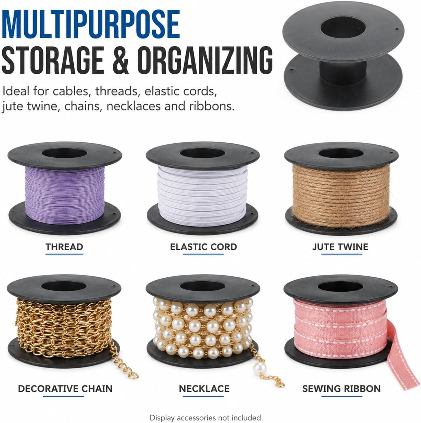 Xhziy 12 Pack Black Empty Plastic Spool 2.7 Inch Bobbins for Yarn and Cord