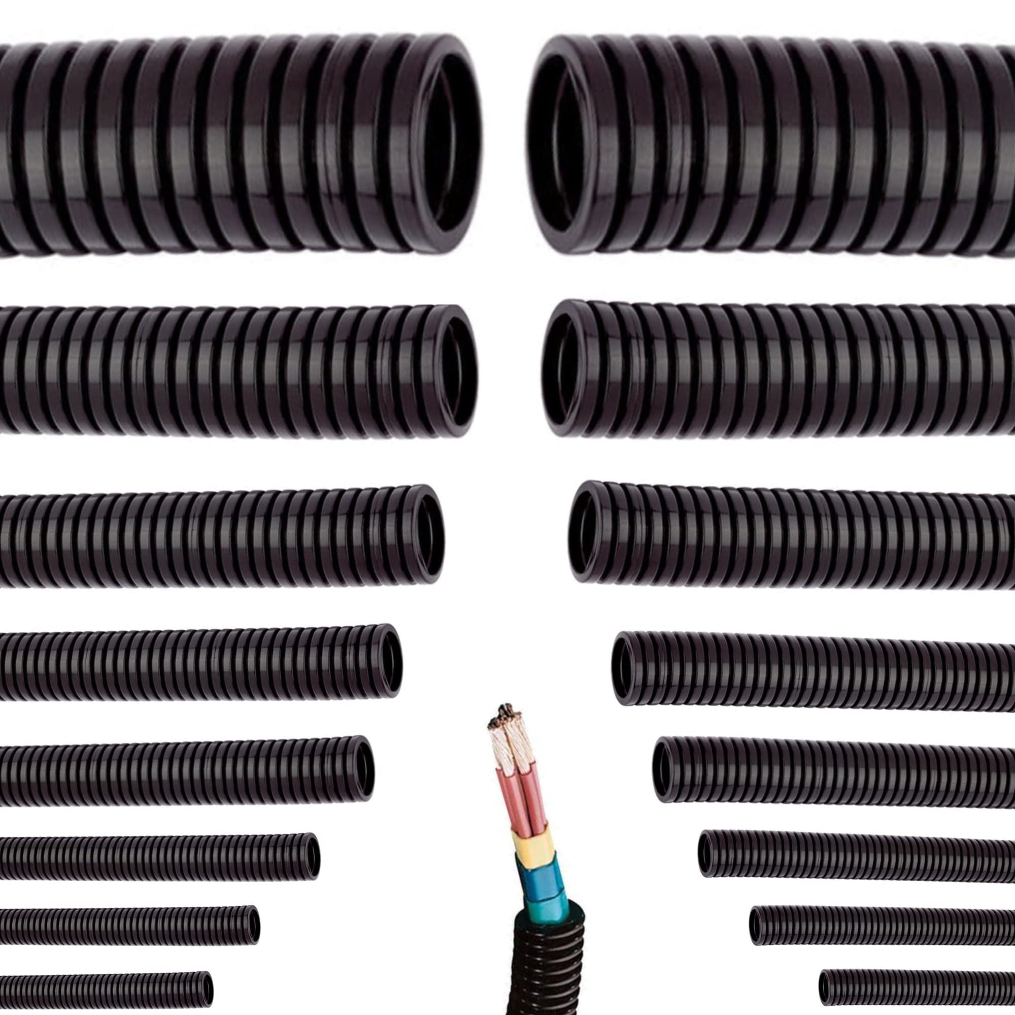Universeller Flexibles Wellrohr Härtedruck 750N | Länge: 5 10 25 oder 50 m Kabelschutz Schutz Rohr ungeschlitzt UV-Beständig Auswahl: (Ø 16 mm innen/Ø 20 mm außen / 50m Meter)