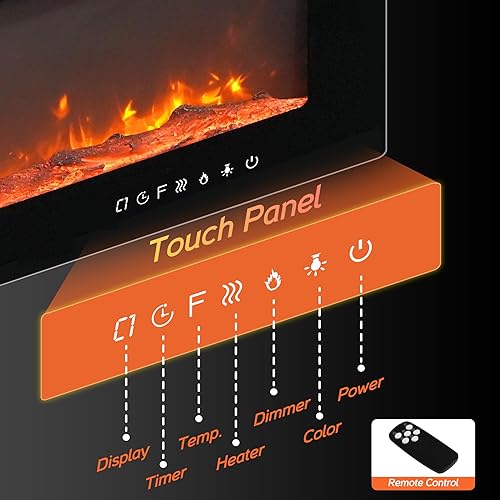 Miniatura 4 de WAMPAT Inserto de chimenea eléctrica de 60 pulgadas, calentador de chimenea independiente montado en la paredindependiente con control remoto y