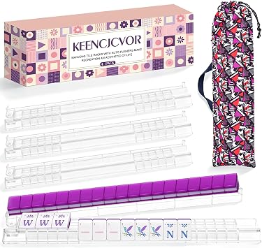 4Pack Mahjong Racks with Pushers,Non-Slip Acrylic Rack for American Mahjong