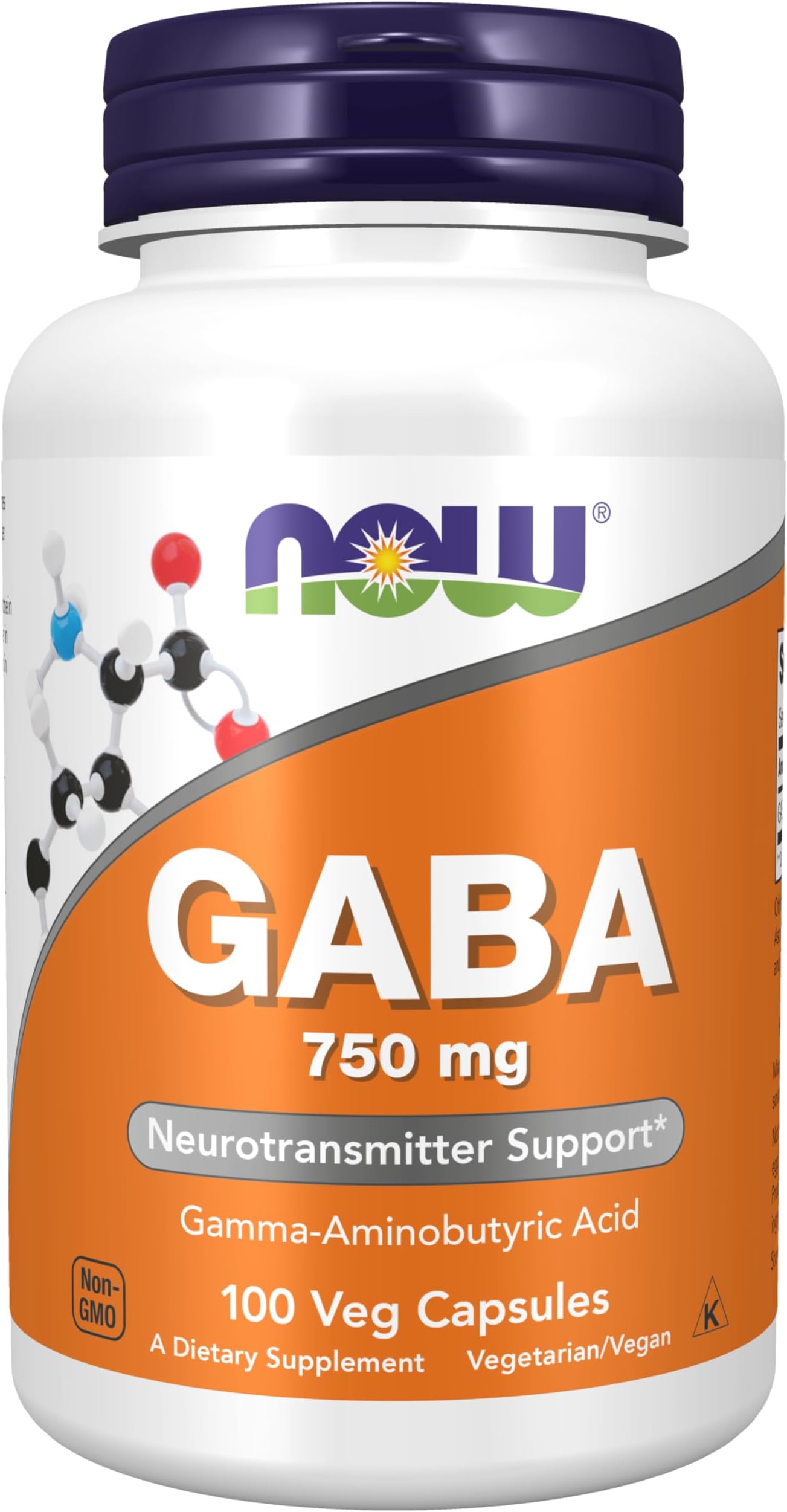 NOW Foods Gaba 750mg, Pack of 100 Vcaps