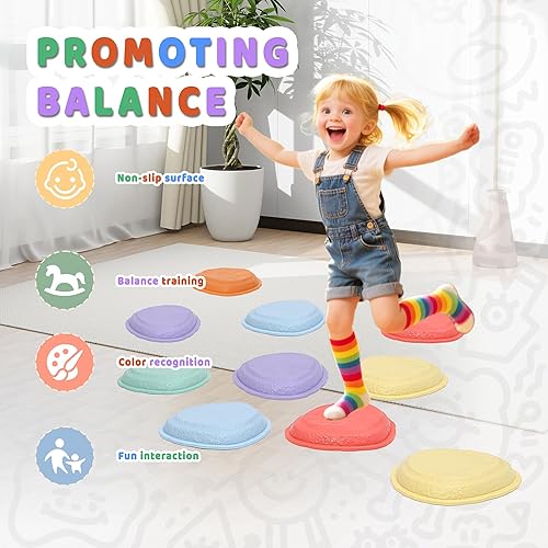 Miniatura 12 de makarci Stepping Stones para niños, 6 piezas de juguetes sensoriales para niños pequeños, coordinación y habilidades motoras para jugar