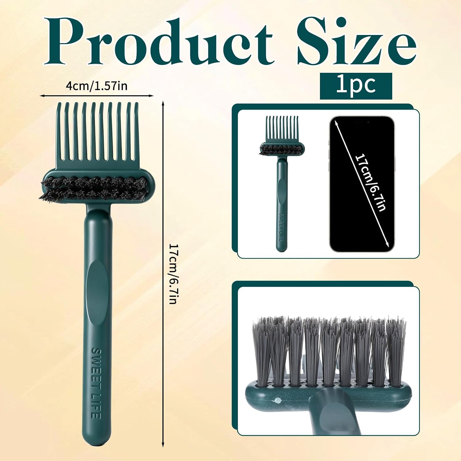 2-in-1 Hair Brush Cleaner and Remover Tool, Effective Hairbrush Cleaning Tools, Comb Cleaner for Women Men Home Travel Salon Removing Hair and Dust