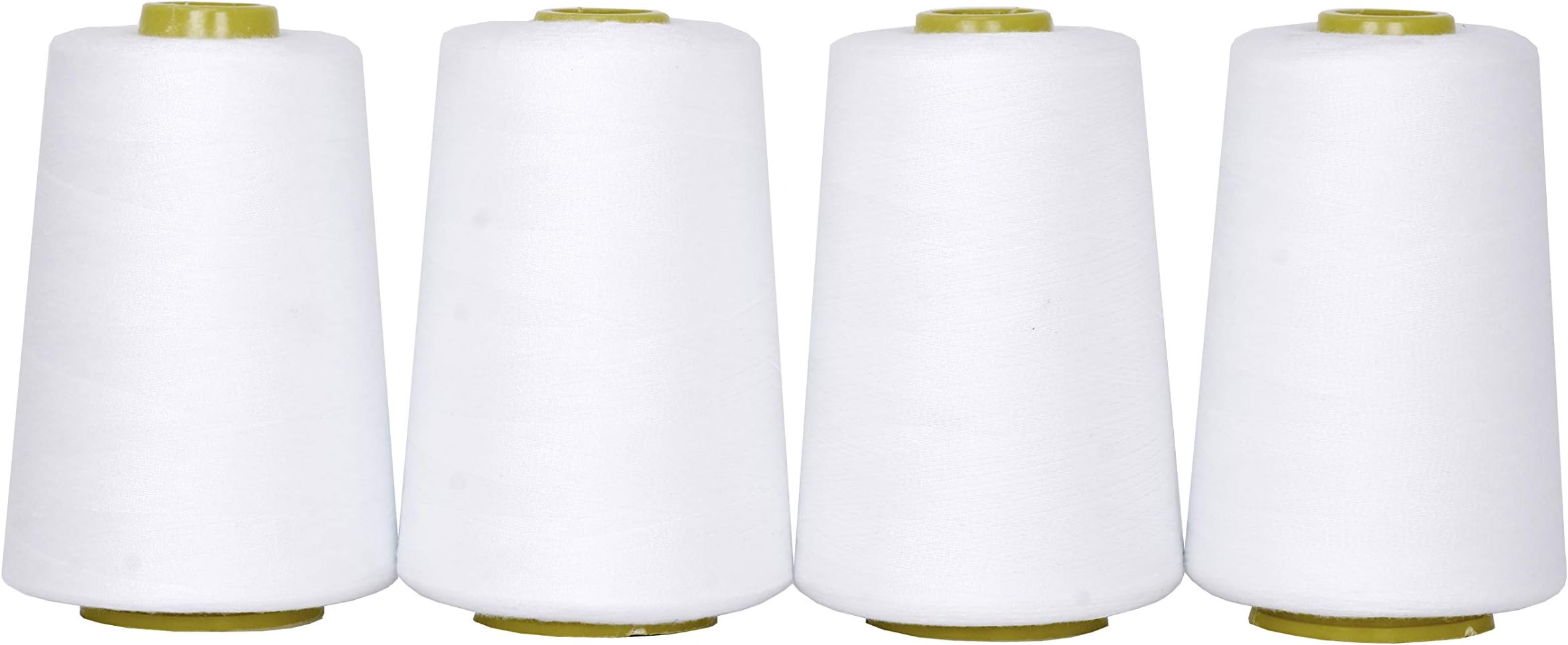4 Pack of Serger Threads Cones Spools - 40S/2 24000 Yards Polyester White Threads for Sergers Machine and Overlock Quilting Sewing Machine