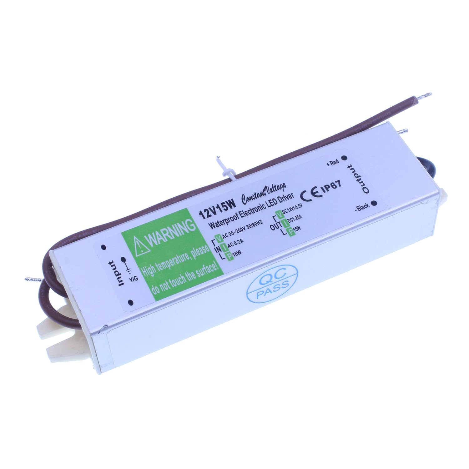 4 Pieces AC to DC 12V 1.25A 15W Waterproof IP67 Long Aluminum Alloy Low Voltage LED Strip Lights Switching Power Supply Converter Driver Transformer Adapter