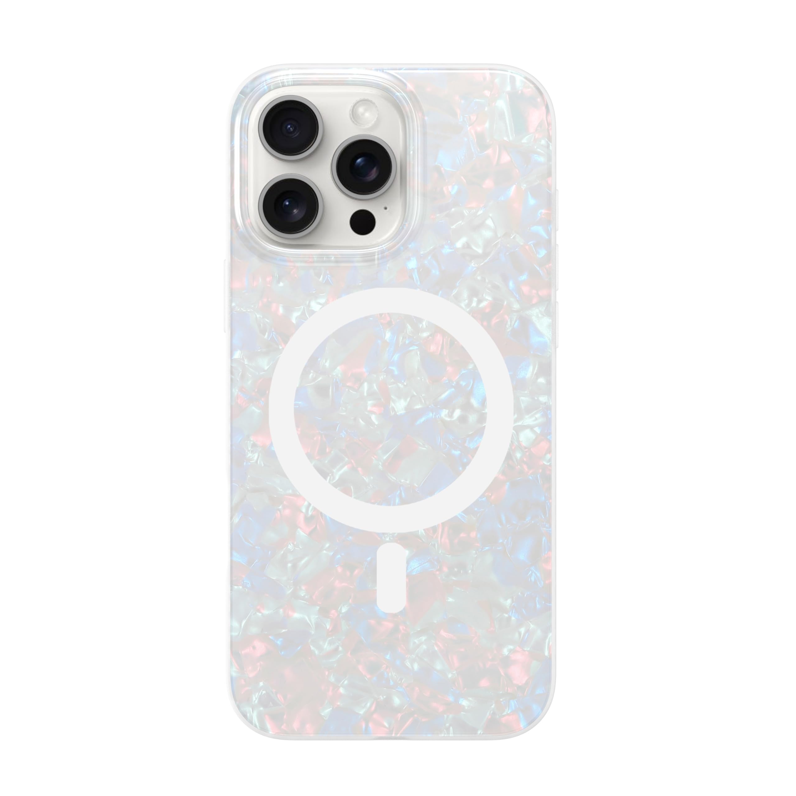 LONLIHue - for iPhone 16 Pro Case - White Pearl Tort Phone Case [Comatpiable with Magsafe] - Cute, Unique and Aesthetic Shockproof Cover for Women and Girls