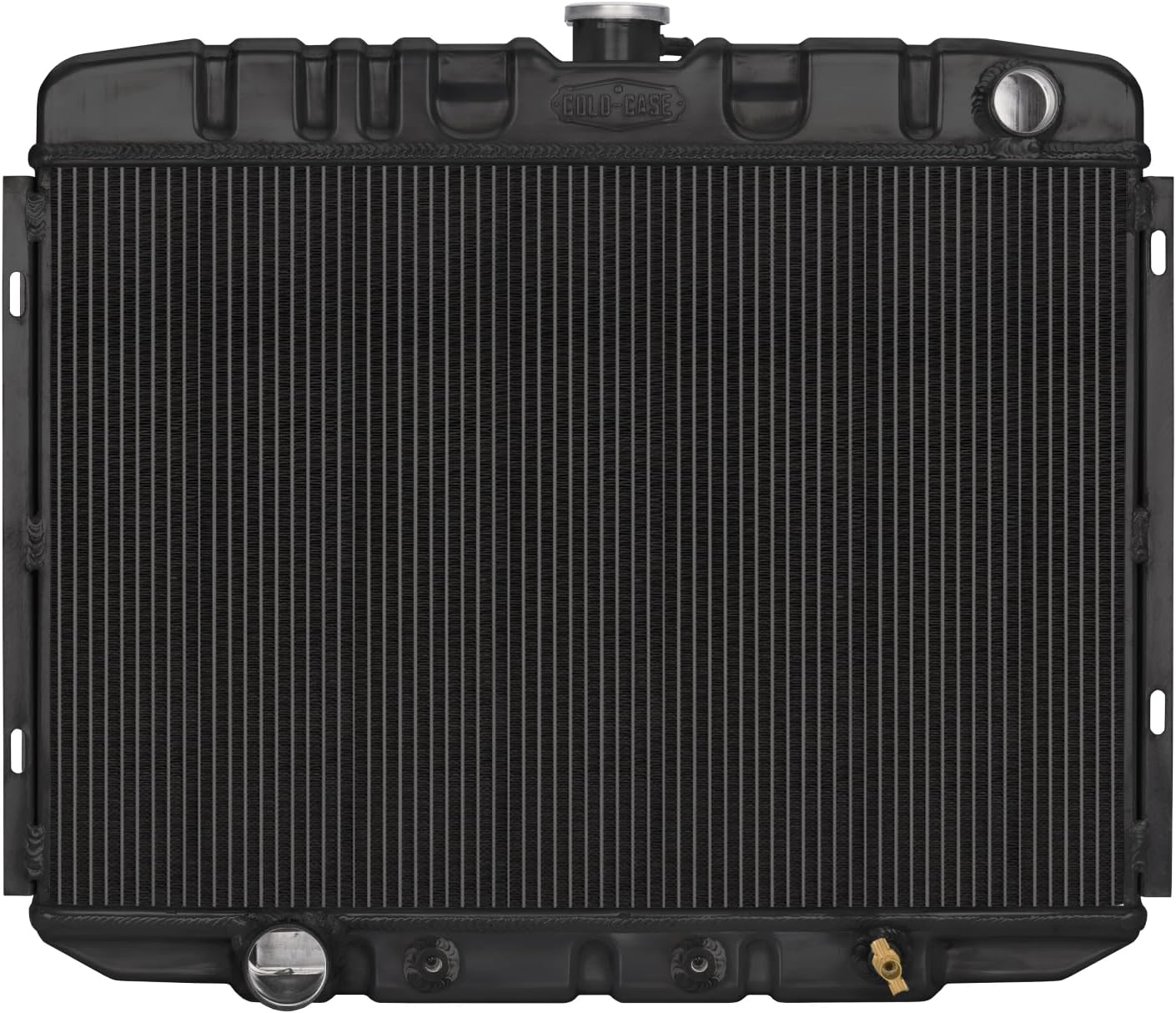 COLD - CASE Cold Case Radiator, Black Night Rider Series, 25 in W x 21.25 in H x 3 in D, Passenger Side Inlet, Driver Side Outlet, Aluminum, Black Paint, Automatic