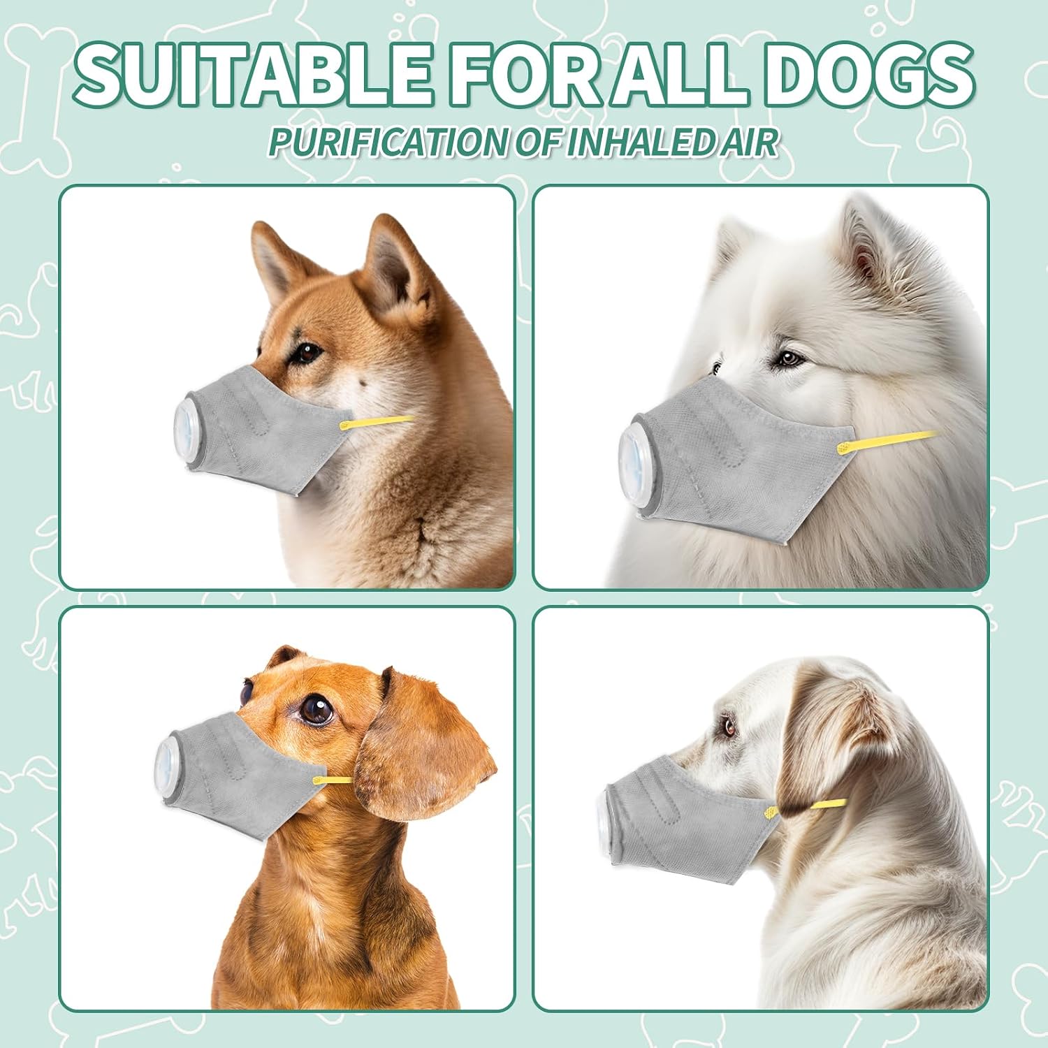 3pcs Adjustable Dog Gas Mask, New Creative Dog Face Muzzles Breathable Reusable Anti Smog Effectively Filter Air Pollution (Small)