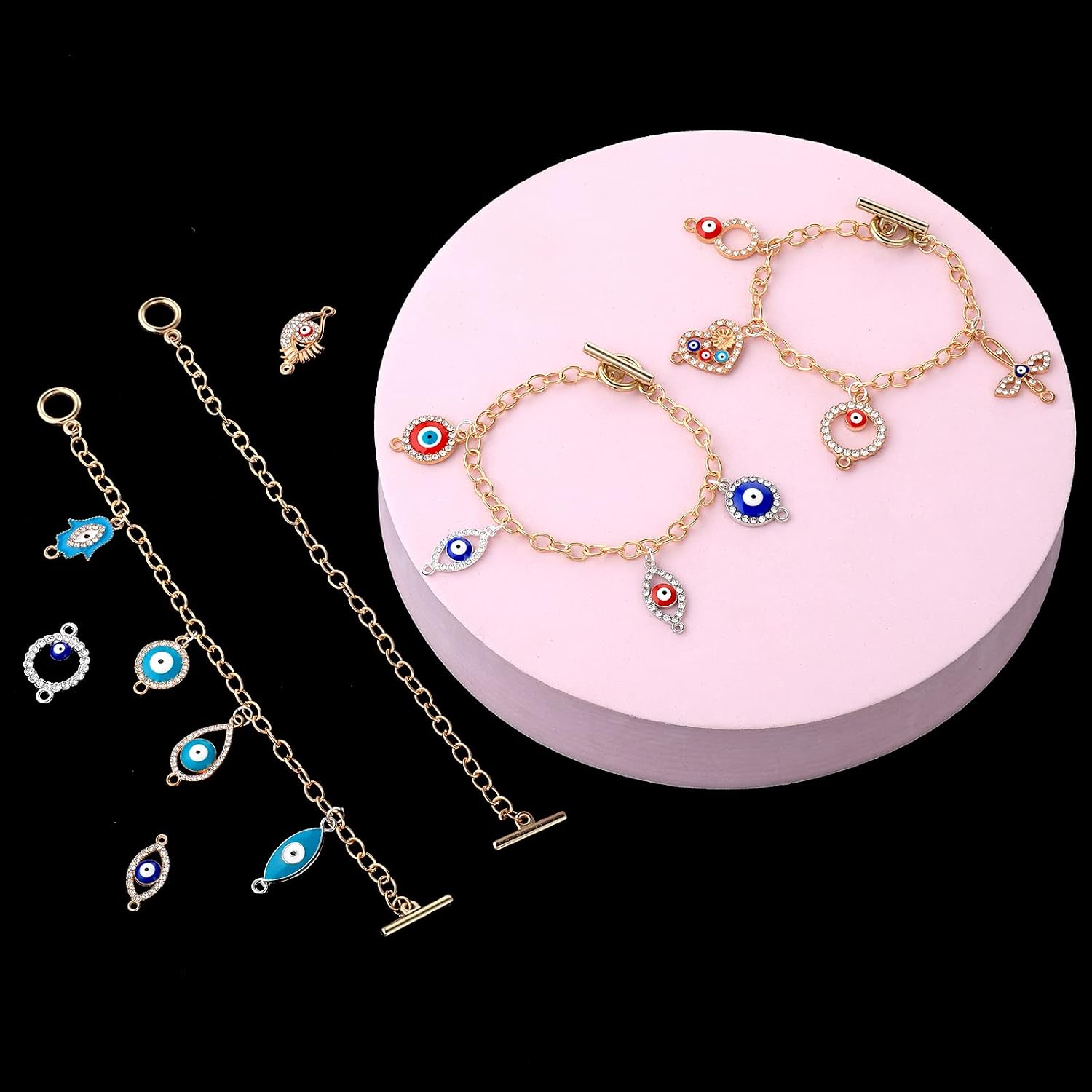 Prasacco 12 Pcs Bracelet Chains for Jewelry Making, Chain Bracelet for Women, Link Chain Bracelets with OT Toggle Clasp, Charm Bracelets for Jewelry Making (Gold) image 3