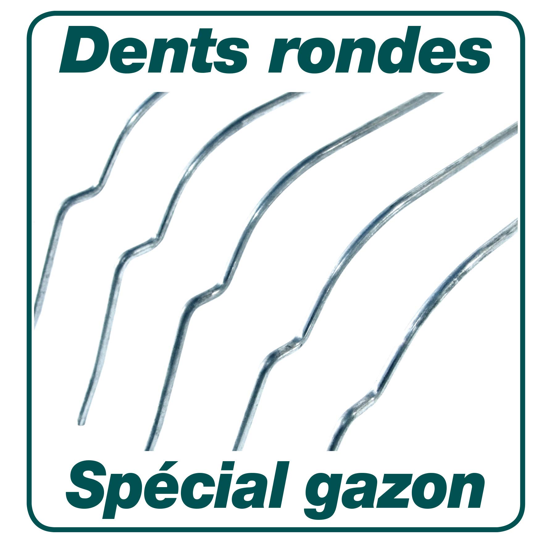 Leborgne, Balai à Gazon Xfil Émousseur 20 dents, Duopro, Manche Bois Certifié PEFC 100% 150 cm, Fixation de la monture polymère en 3 points, Monture en V