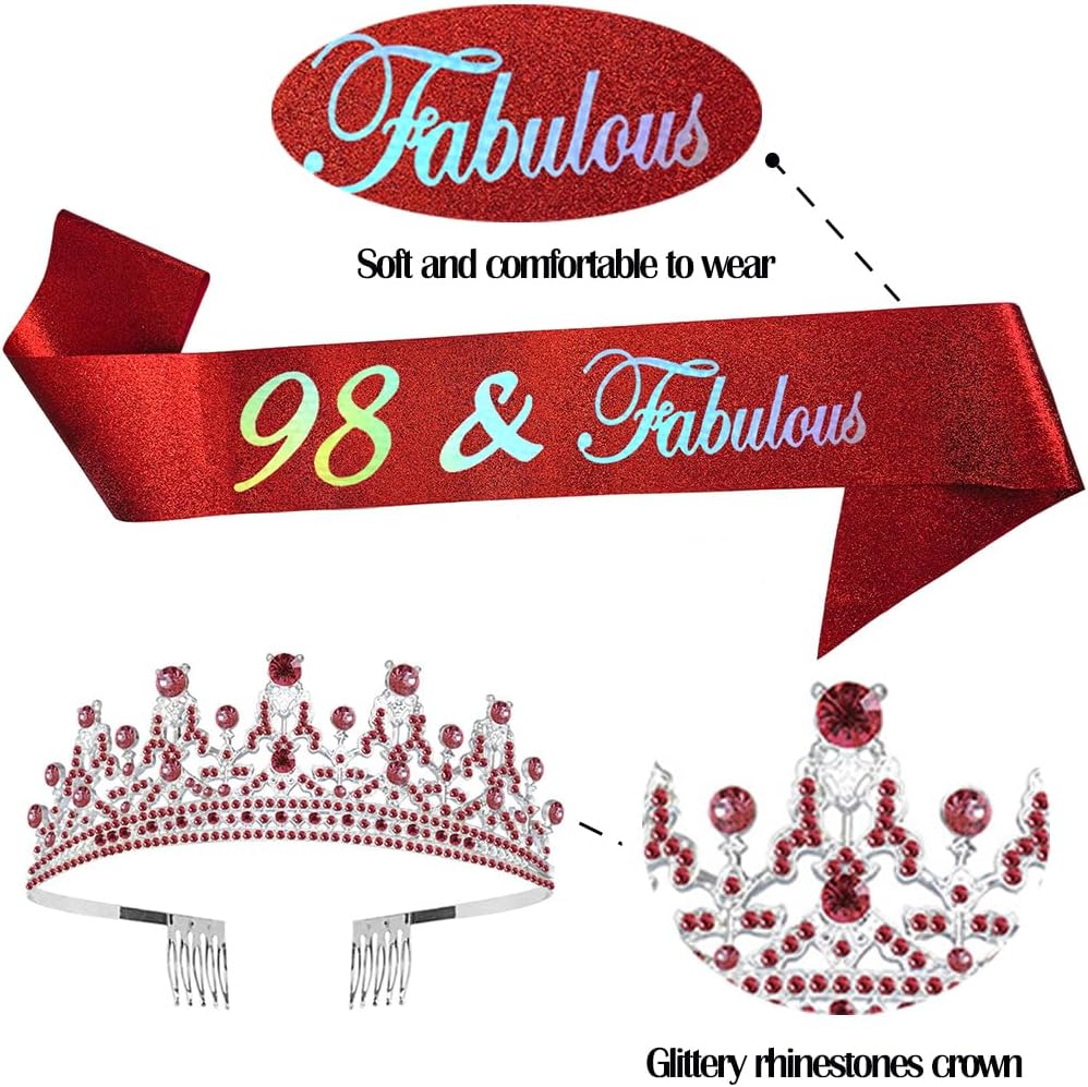 Happy Birthday Party Sash and Tiara Kit Red Sash and Tiara for Party Supplies Birthday Gift