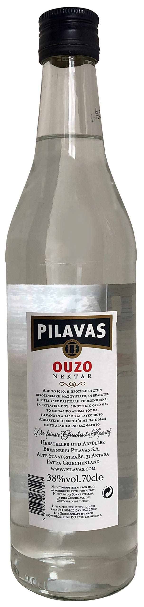 Pilavas Ouzo Nektar 38% Vol. (11 X 0,7l + 250 ml Olivenöl "Salvadori")