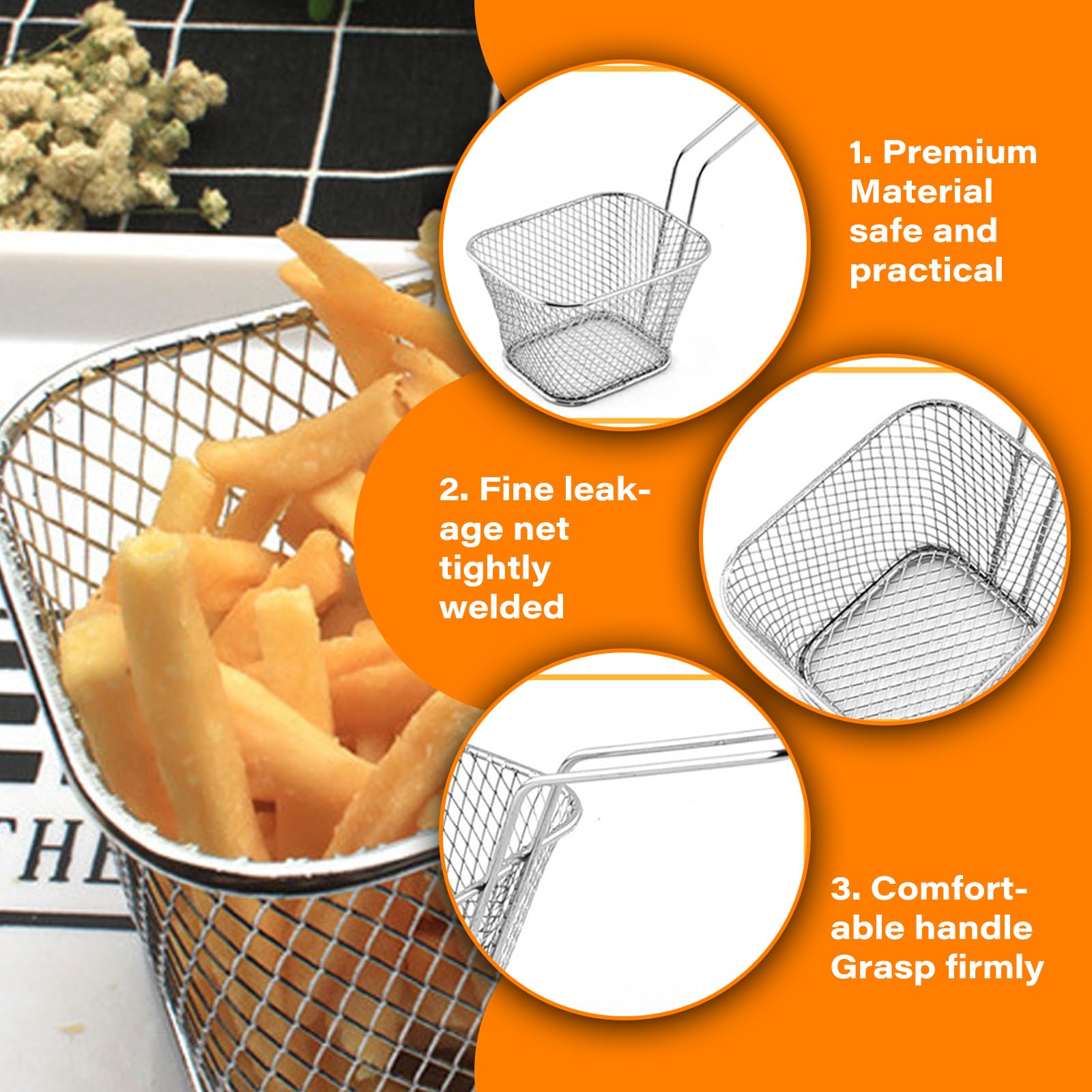 Cestini Per Patatine Fritte - 12 Pezzi Cestini Per Friggere, Cestello Per Friggere, Piccoli Cestini In Acciaio Inox, Mini Cestini Da Portata Con Manico, Cestino Per Patatine Fritte, Anelli Di Cipolla