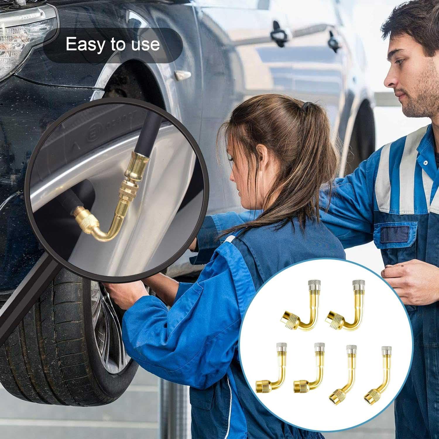 6 PCS 45 Degree 90 Degree 135 Degree Metal Valve Stem Extenders, Dually Universal Valve Stem Extensions for Wheels Passenger Cars RV Stroller Bicycles Motorcycles Trailer