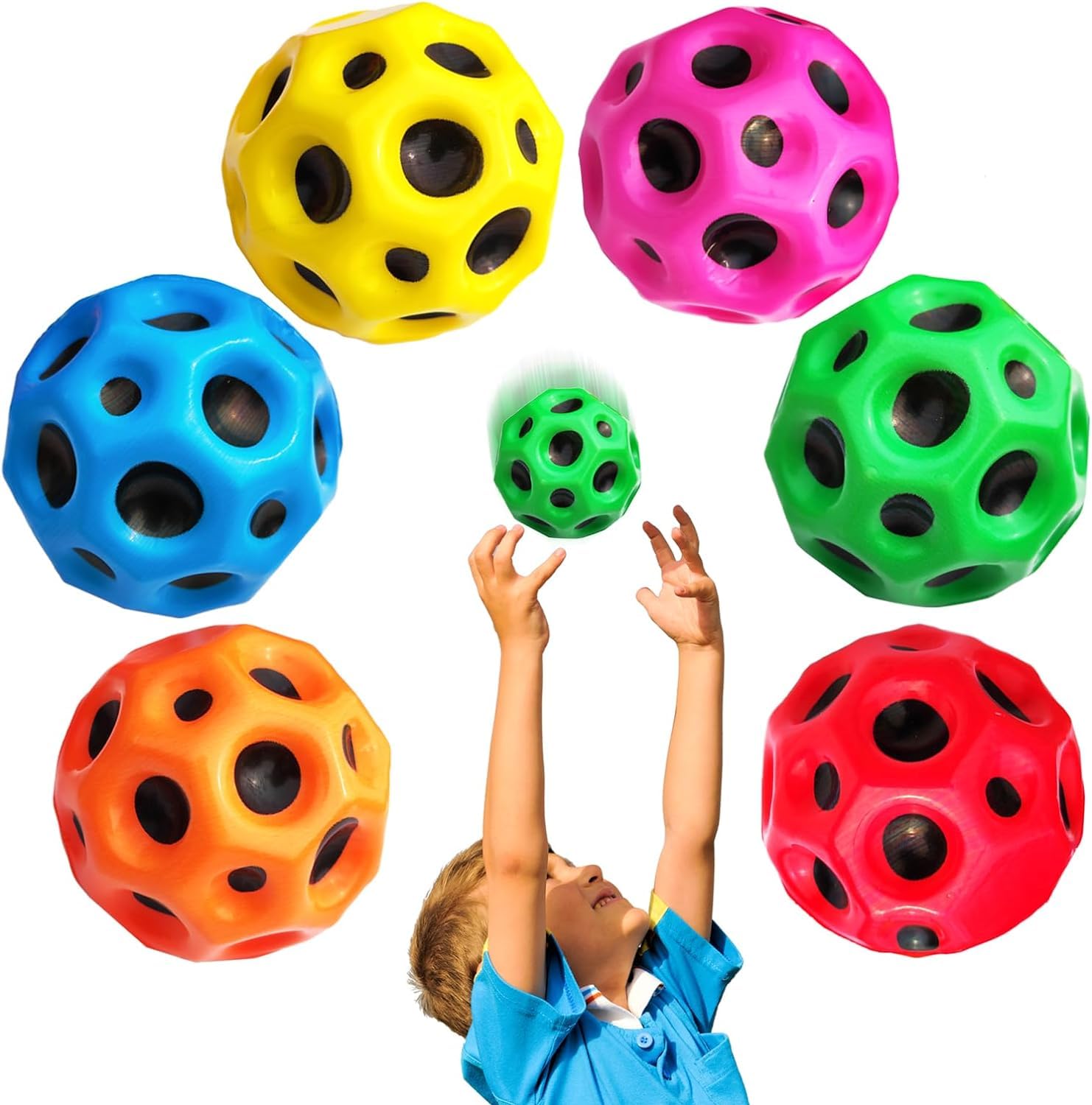 TOYBY Space Balls Extreme High Bouncing Ball Space Ball, Pop Bouncing Ball for Kids Adults, Improve Hand-Eye Sensory Coordination Sport Training Ball for Indoor Outdoor Play,Easy to Grip & Catch