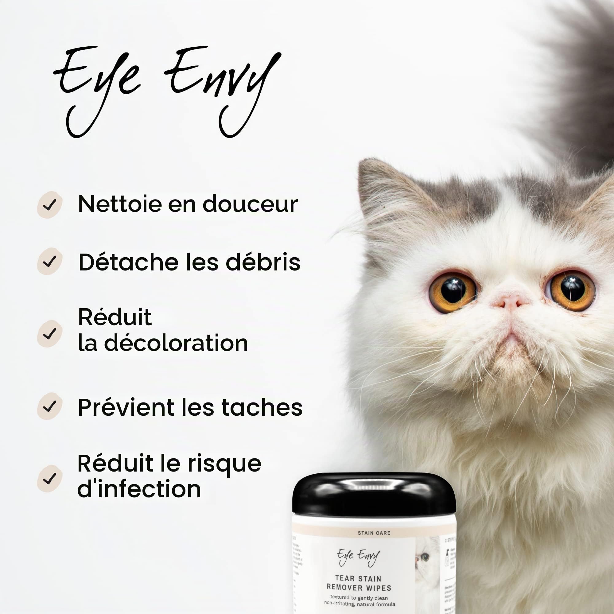 Eye Envy, Lingettes pré-imbibées détachantes pour Chat