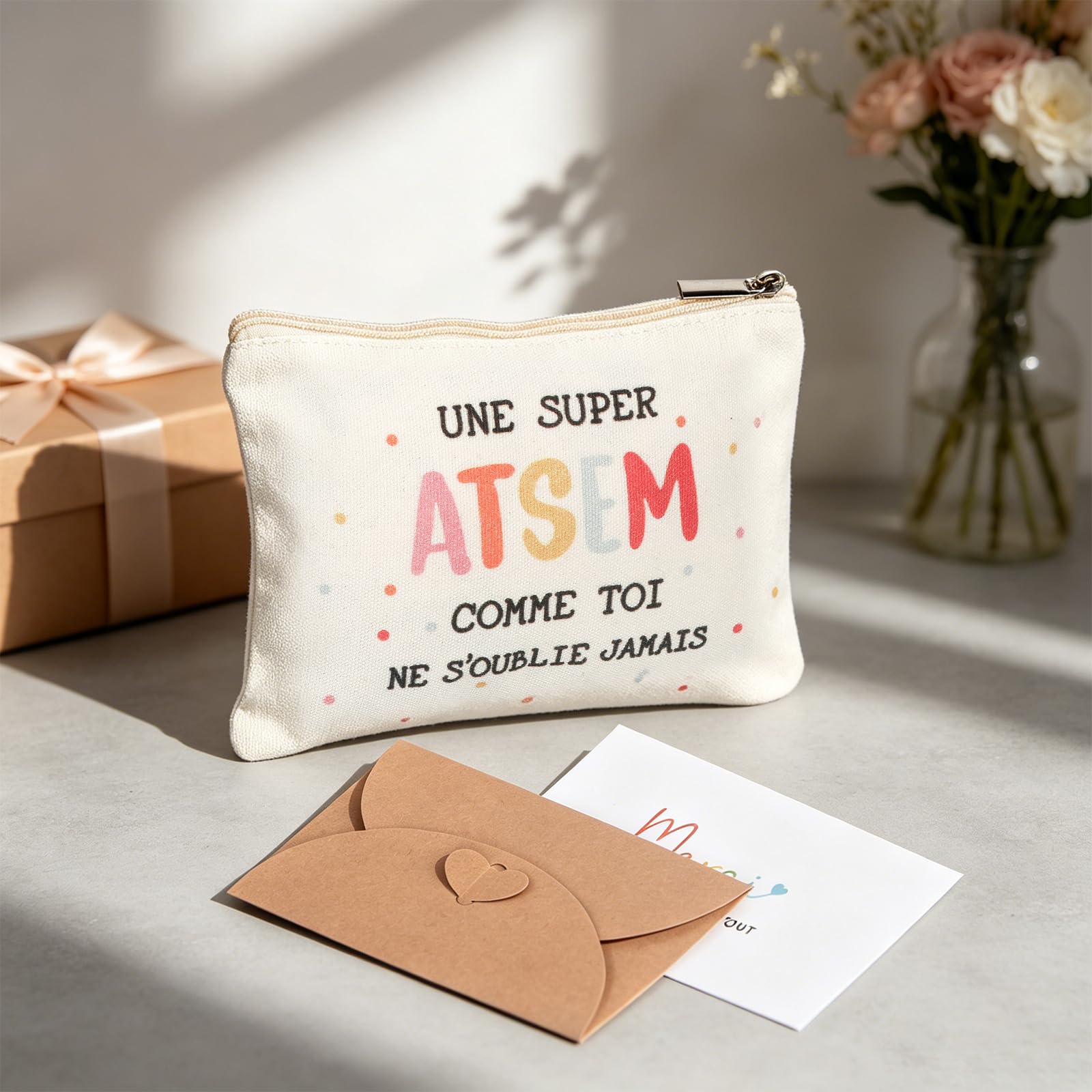 Sac en toile imprimé français pour enseignants, carte de remerciement, Journée des enseignants