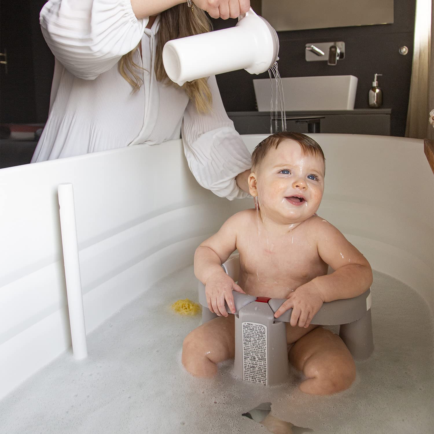 OKBABY Crab - Asiento de baño para el interior de la bañera - para bebés de 6 a 15 meses (13 kg) - Gris