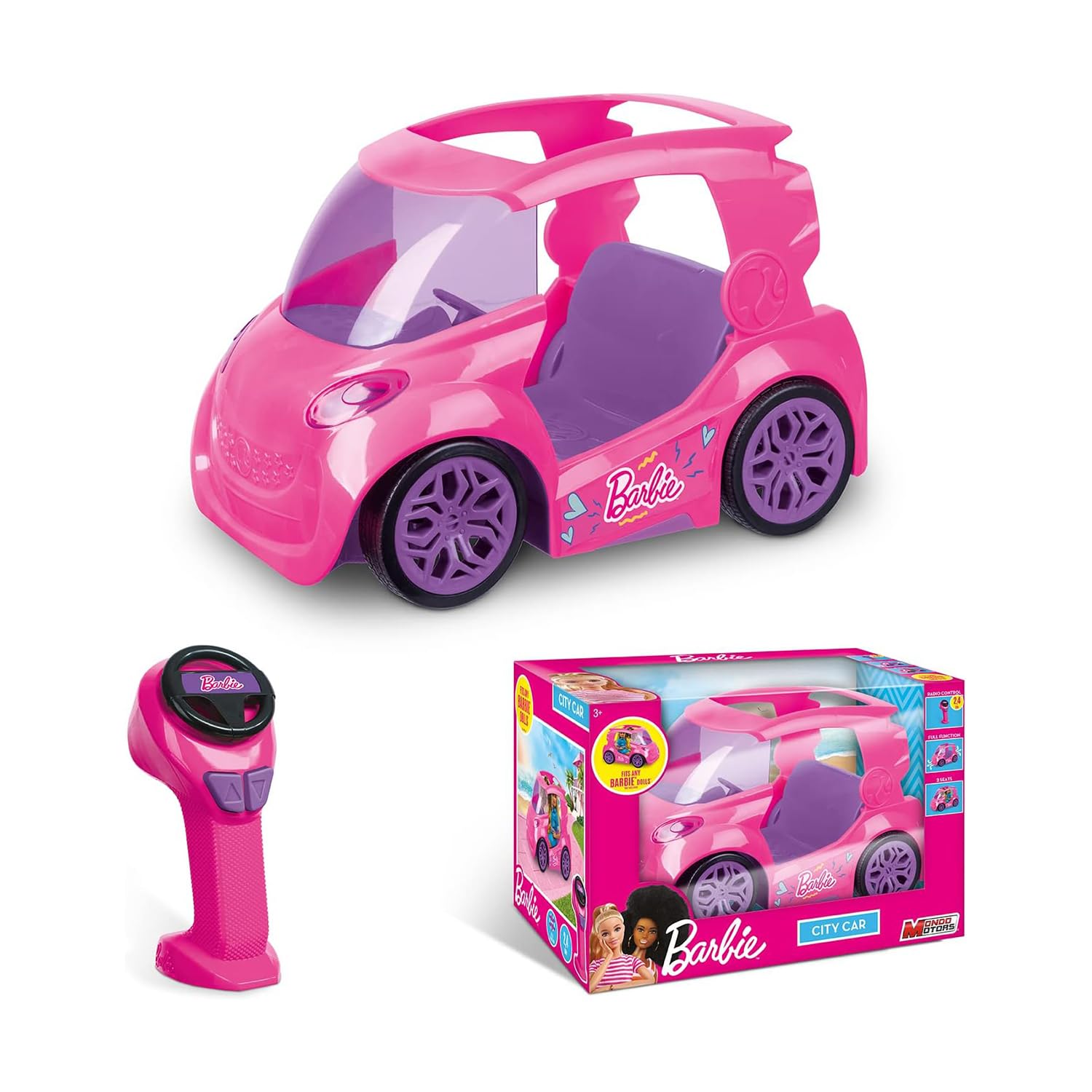 MONDO Motors - Mattel Barbie City Car 2.4 GHz - für Kinder - Realistische Details - Fuchsia - 63698