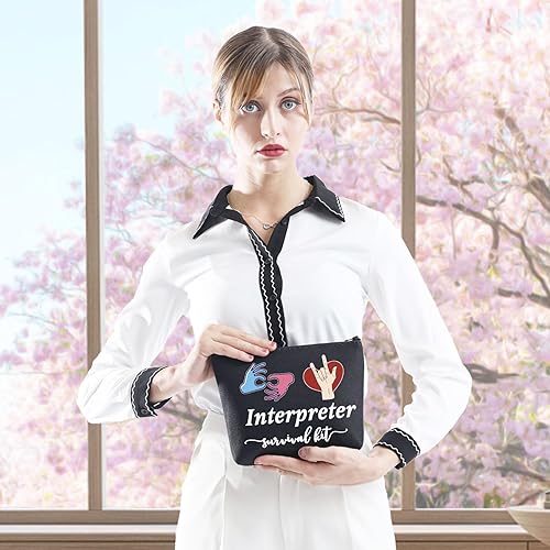 Miniatura 4 de GJTIM Interprete Bolsa con cremallera para intérprete de supervivencia, bolsa de maquillaje de regalo, para intérprete de lenguaje de signos ASL,