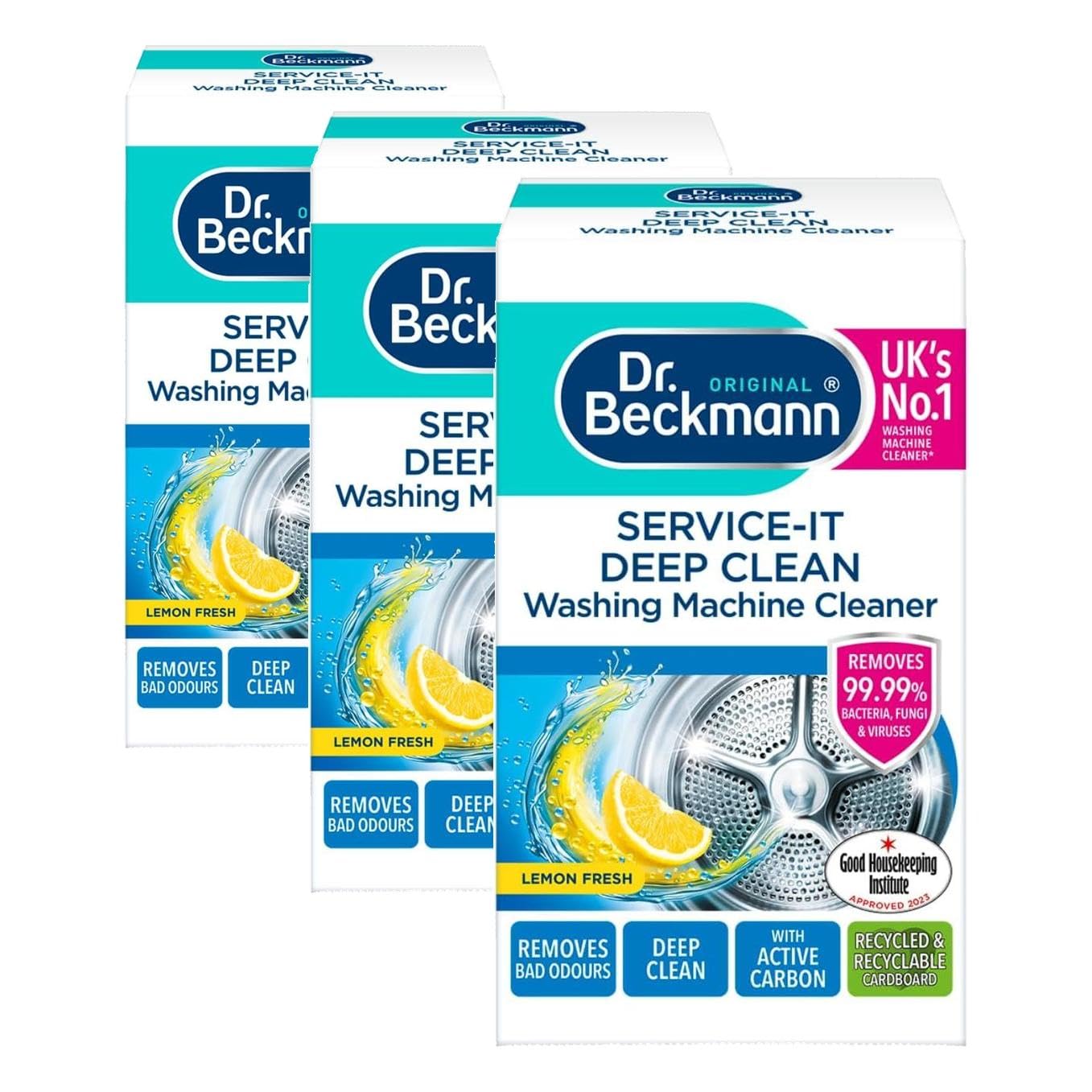 Dr. Beckmann Service-it Deep Clean Washing Machine Cleaner | Removes 99 99% of bacteria and fungi and viruses | eliminates bad odours | 250 g (Pack of 3)