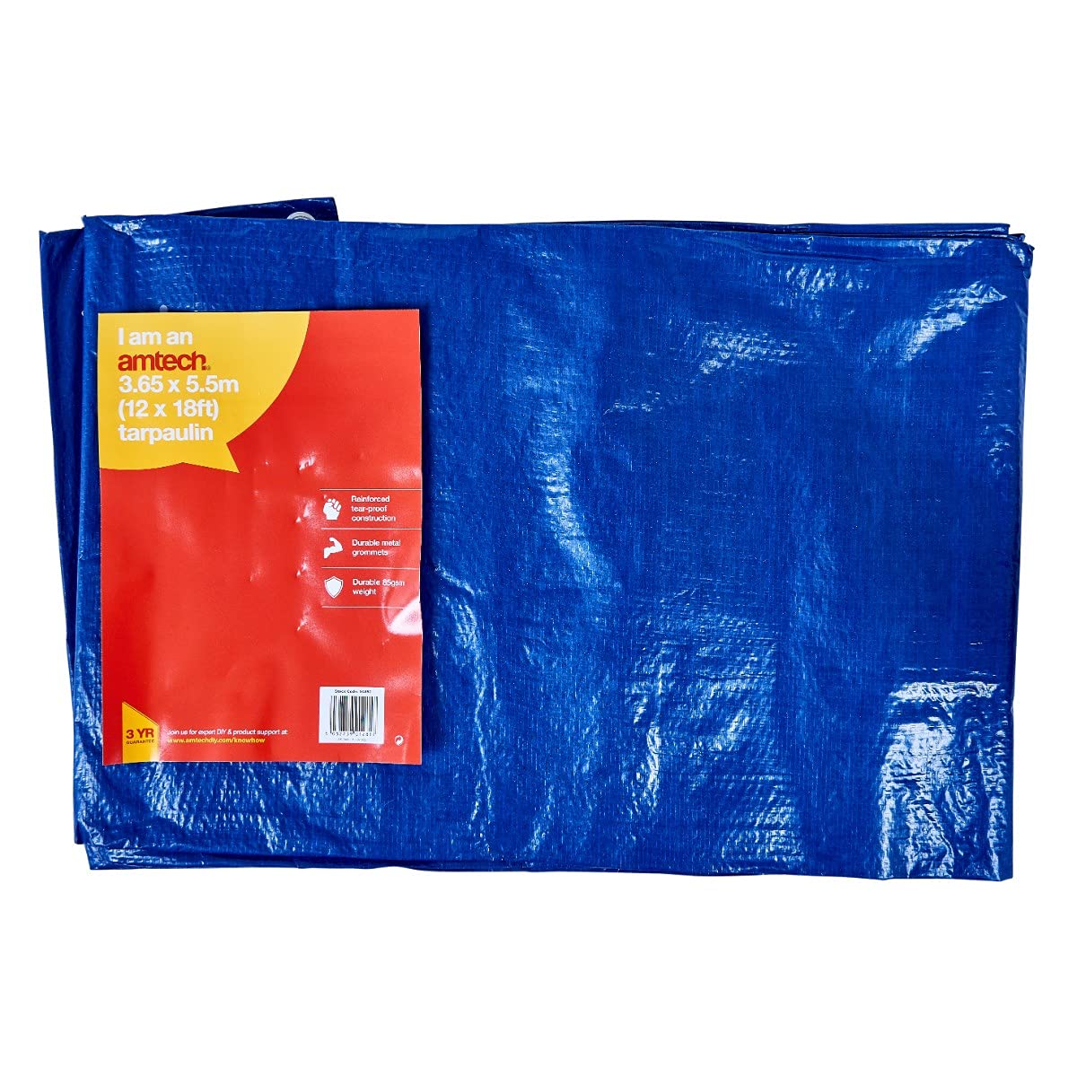 Heavy Duty Blue Tarpaulin Tarp Ground Sheet Waterproof Cover Camping Groundsheet All Sizes From 4 To 24ft / 1.2m To 7.3m (18 x 12 ft / 5.5m x 3.7m)