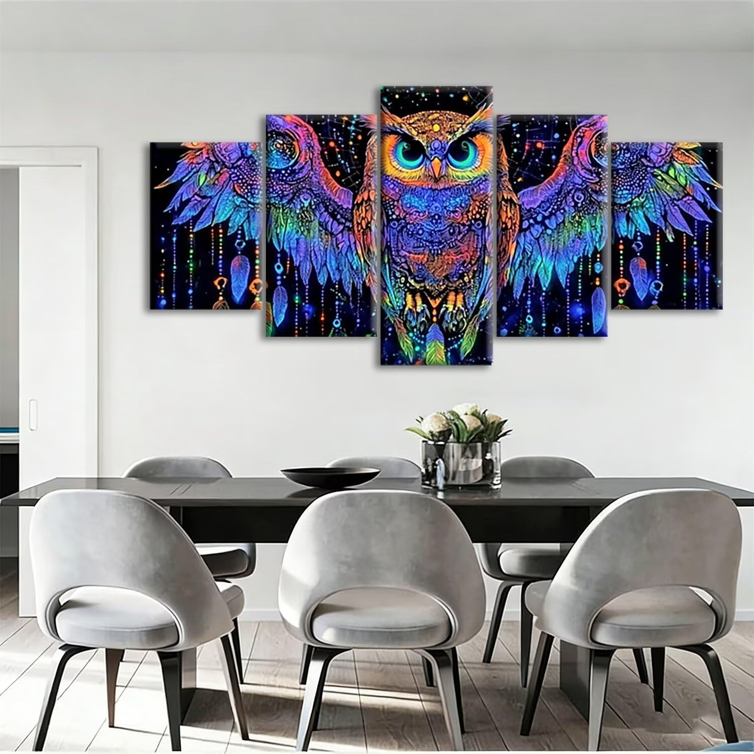 5 sztuk diamentowe malowanie sowa, duży diamentowy obraz zwierzęcy, 5D DIY zestaw do haftowania kreatywne hobby dla dorosłych, XXL puzzle ze strasem mozaika, ścieg krzyżykowy do dekoracji ścian 150 x