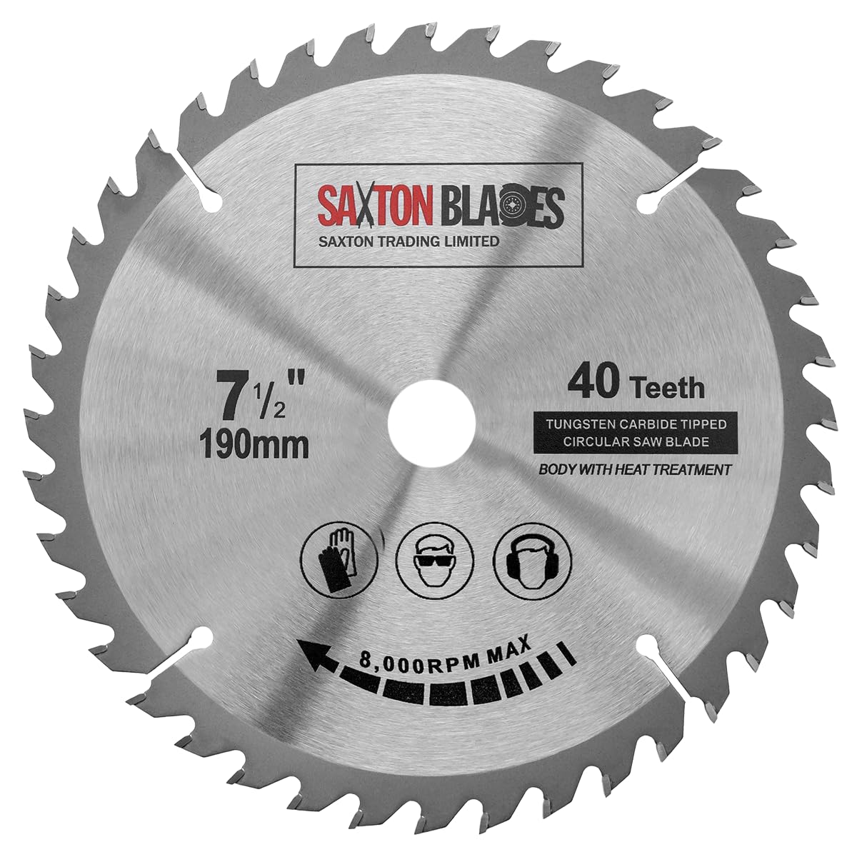 Saxton TCT19040T20B TCT Circular Wood Saw Blade 190mm x 20mm Bore x 40T fits Bosch Makita Dewalt Fits