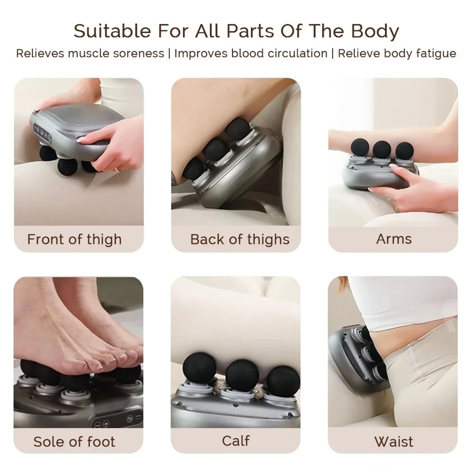 Handmassagegerät, Handmassagegerät Mit Handgriff, Massagegerät Mit 6 | Köpfen | Kompaktes, Sportmassagegerät Für Sportler, LED-Anzeige, Professionelle 9 Knoten