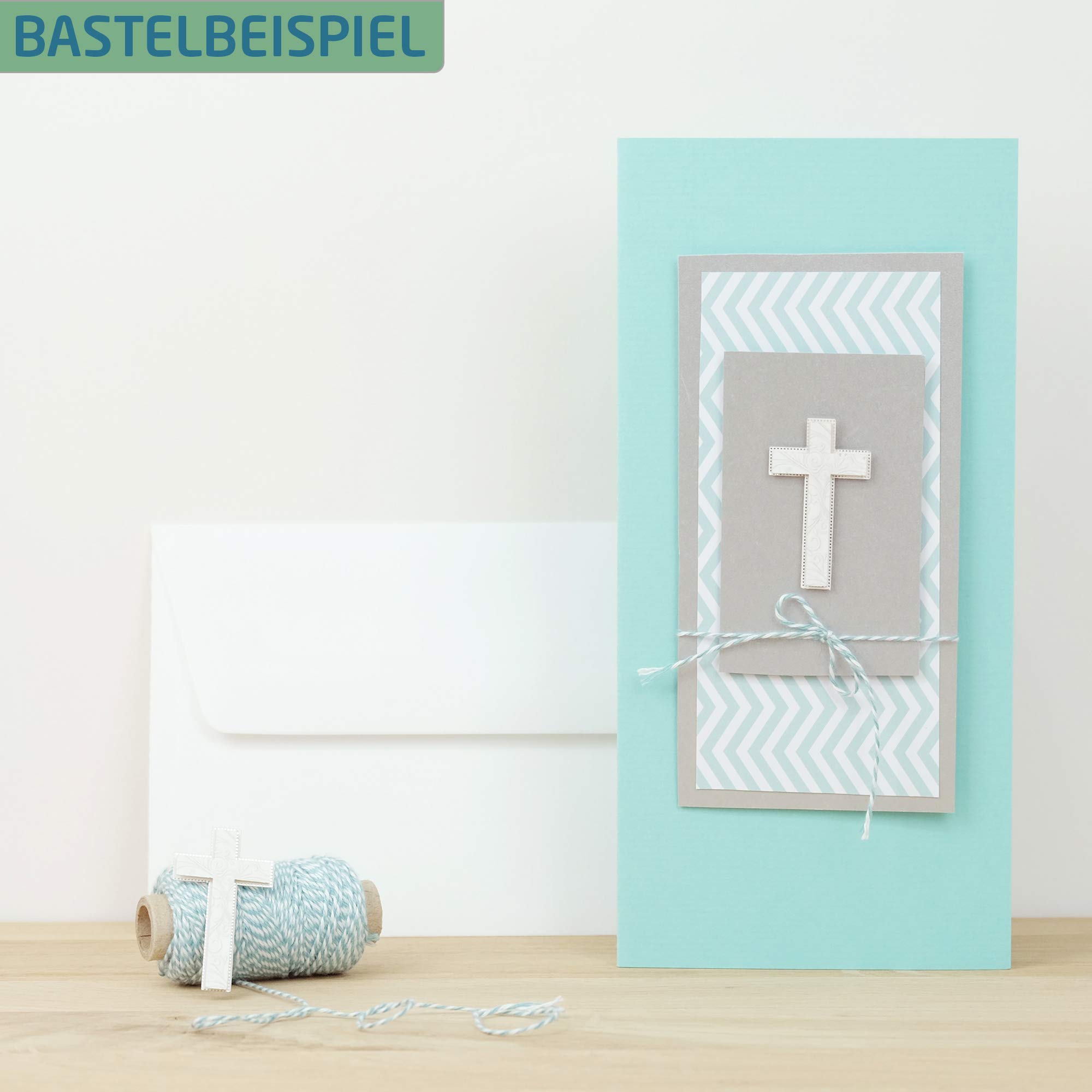 PAPERADO 250 kopert DIN długość/DL - lodowo-szara żebrowana - 100 g/m² koperta bez okienka 22 x 11 cm - koperty z klejem, prosta klapka