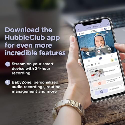 Miniatura 2 de Hubble Conectado Nursery Pal Glow Smart Connected, monitor de bebé habilitado para Wi-Fi, vista desde teléfono inteligente compatible