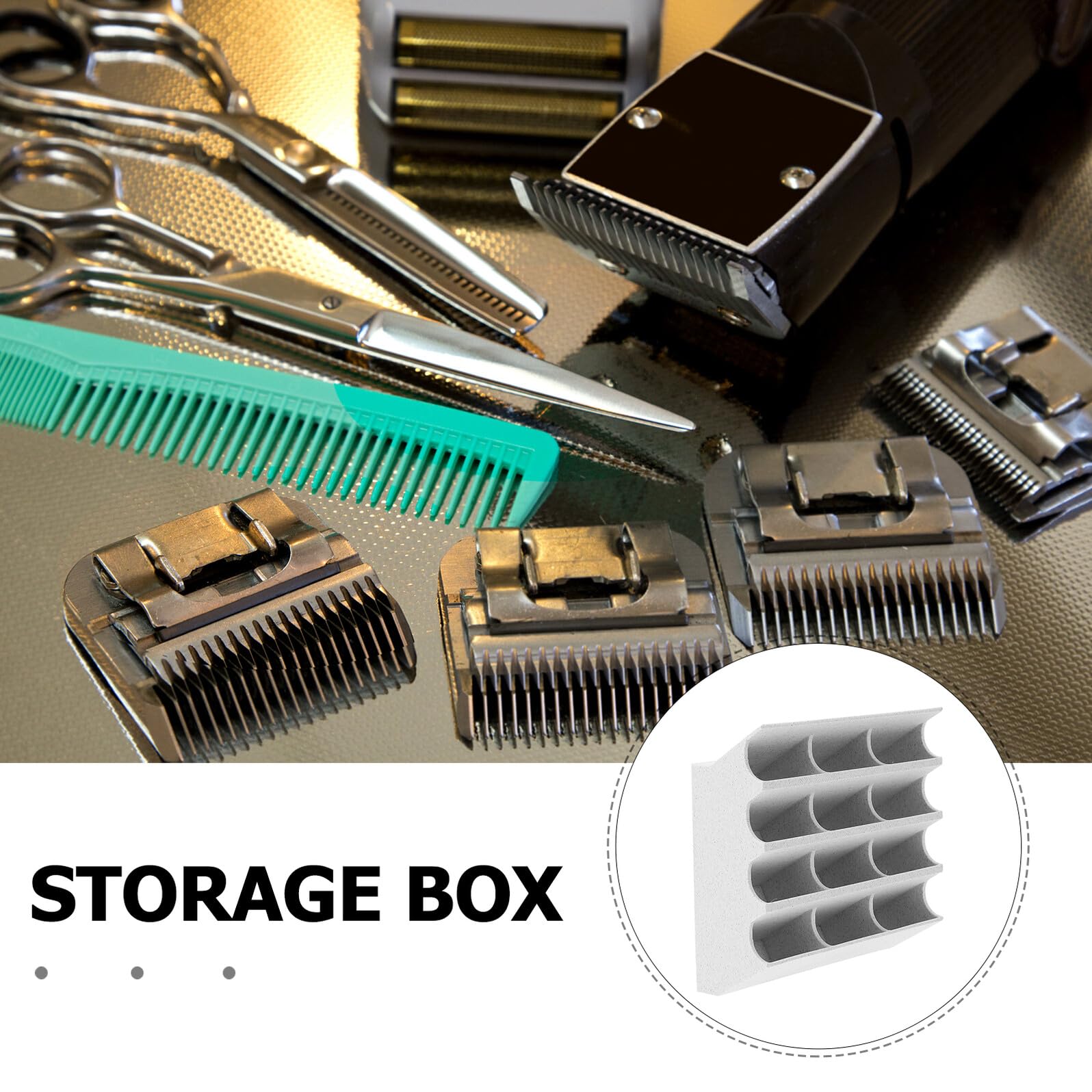 Organizzatore Scatola Multi-slot per Lame da Barba e Taglio Chioma 12 Scomparti in Pla Bianco Conservazione Sicura e Accesso Rapido per Uso in Bagno e Studi di Parrucchiere