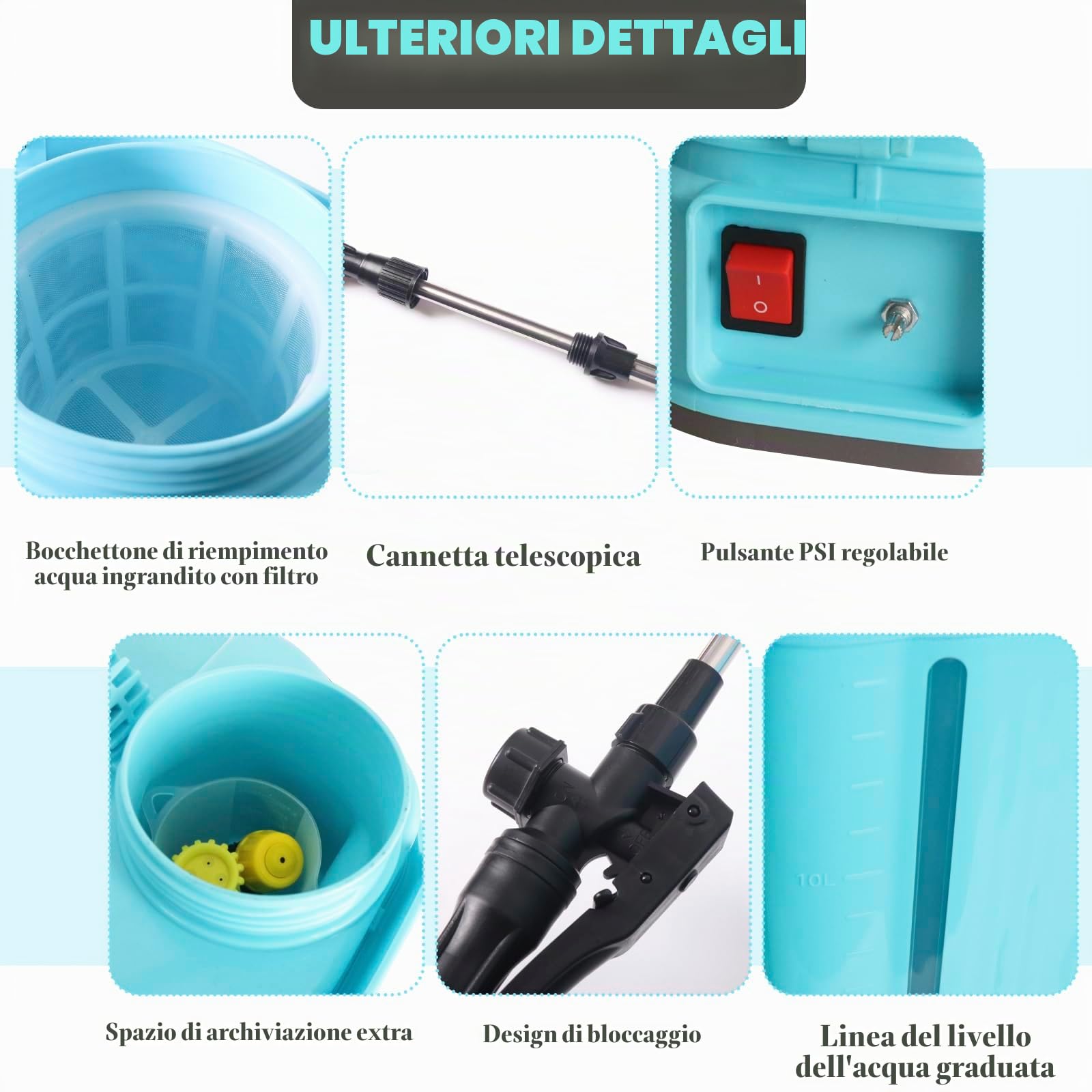 Pompa Irroratrice a Batteria 16L Irroratrice a Batteria Pompa Elettrica Nebulizzatore a Zaino Spruzzatore da Giardino Elettrico 12V 2600 mAh 5.5 Bar Velocità Regolabile