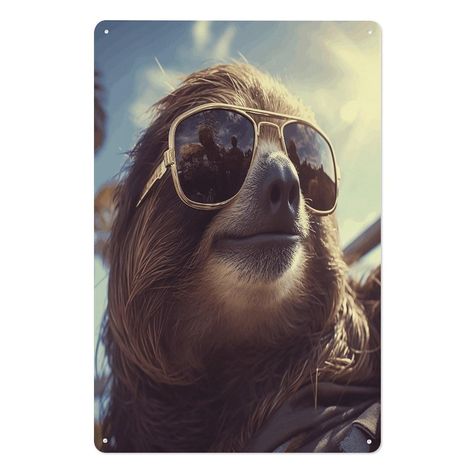 Adfgyerh Style Sloth With Sunglasses Tin Sign Hanging Art Prints,Wall Decor For Gifting And Party Decoration 7.9X11.8 Inch,Wall Art For Home Garden Greenhouse Living Room Bedroom Yard