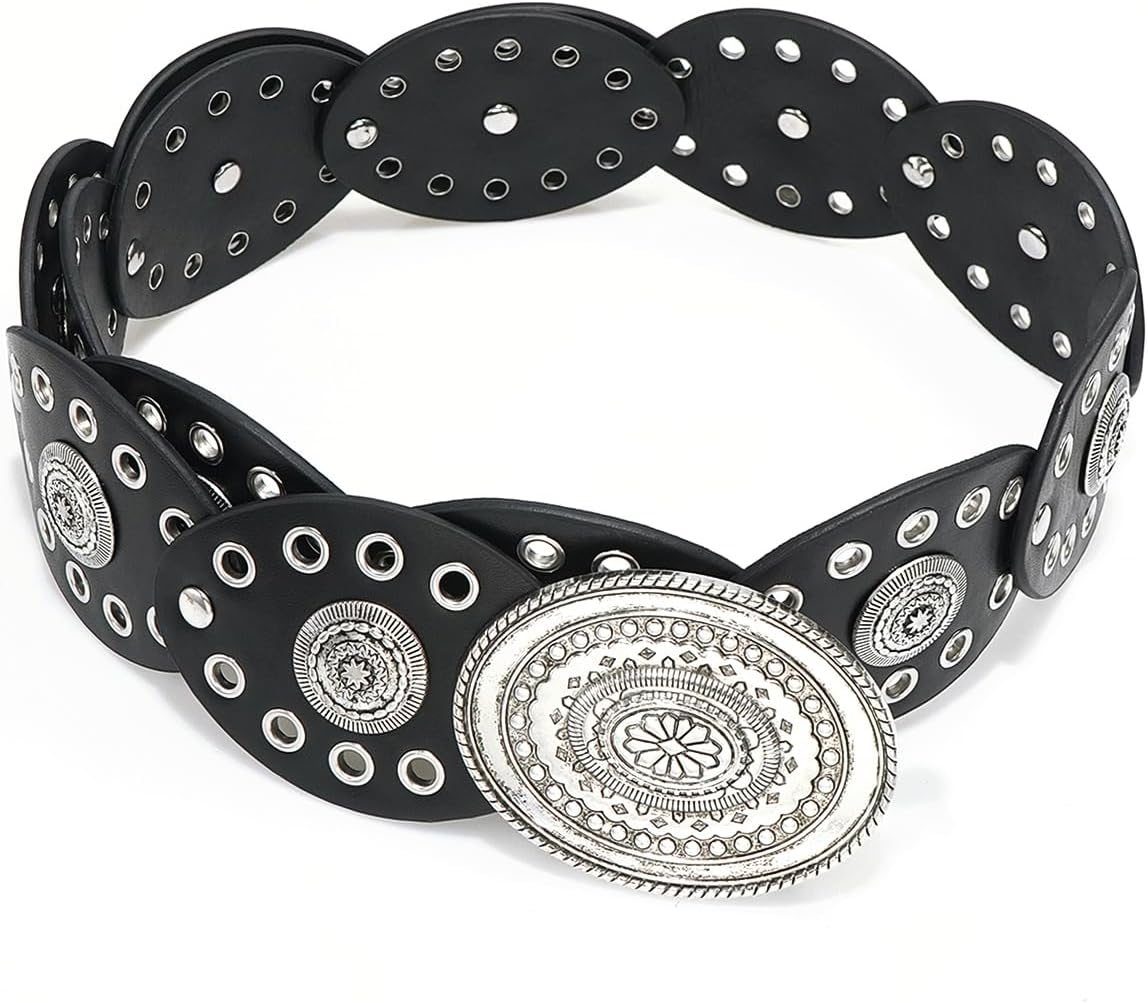 Suyi Wide Disc Belt for Women Leather Oval Belt Western Vintage Waist Belts - Image 5